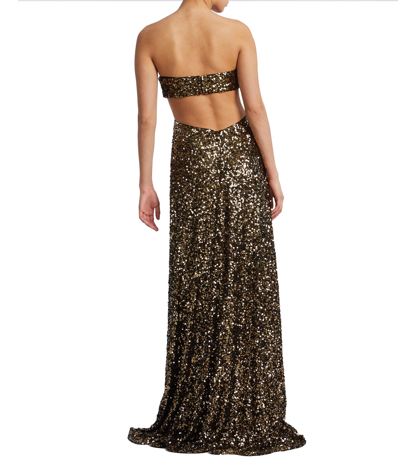 Sequin Strapless Gown 353 Gold