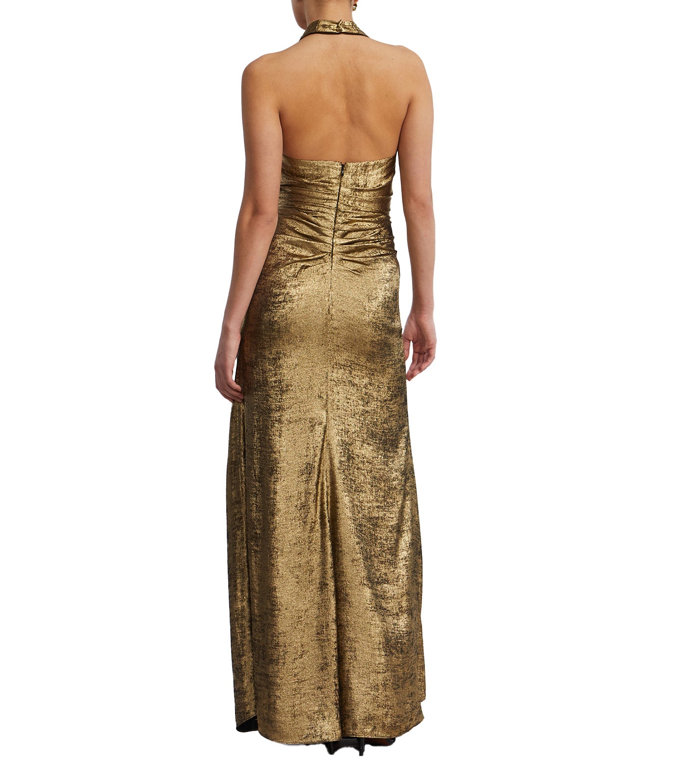 Lame Halter Gown 353 Gold