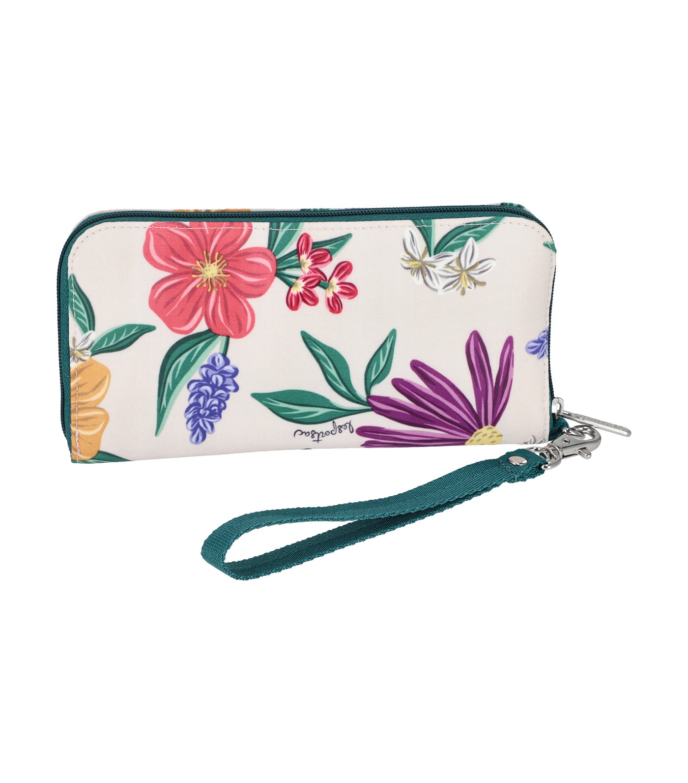 Tech Wallet Wristlet Graphic Floral Ivory