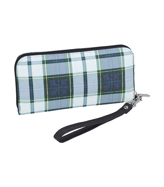 Tech Wallet Wristlet Deep Blue Tartan