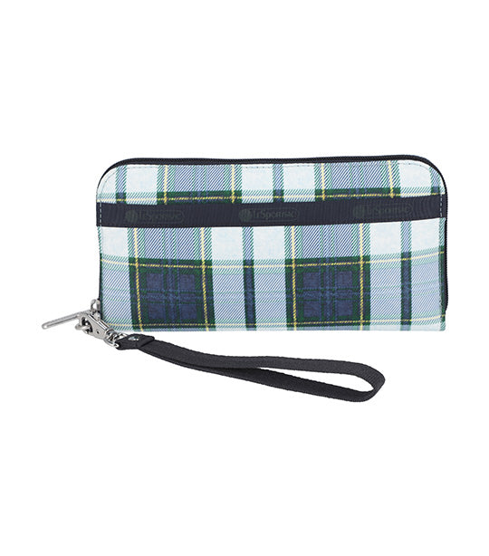 Tech Wallet Wristlet Deep Blue Tartan