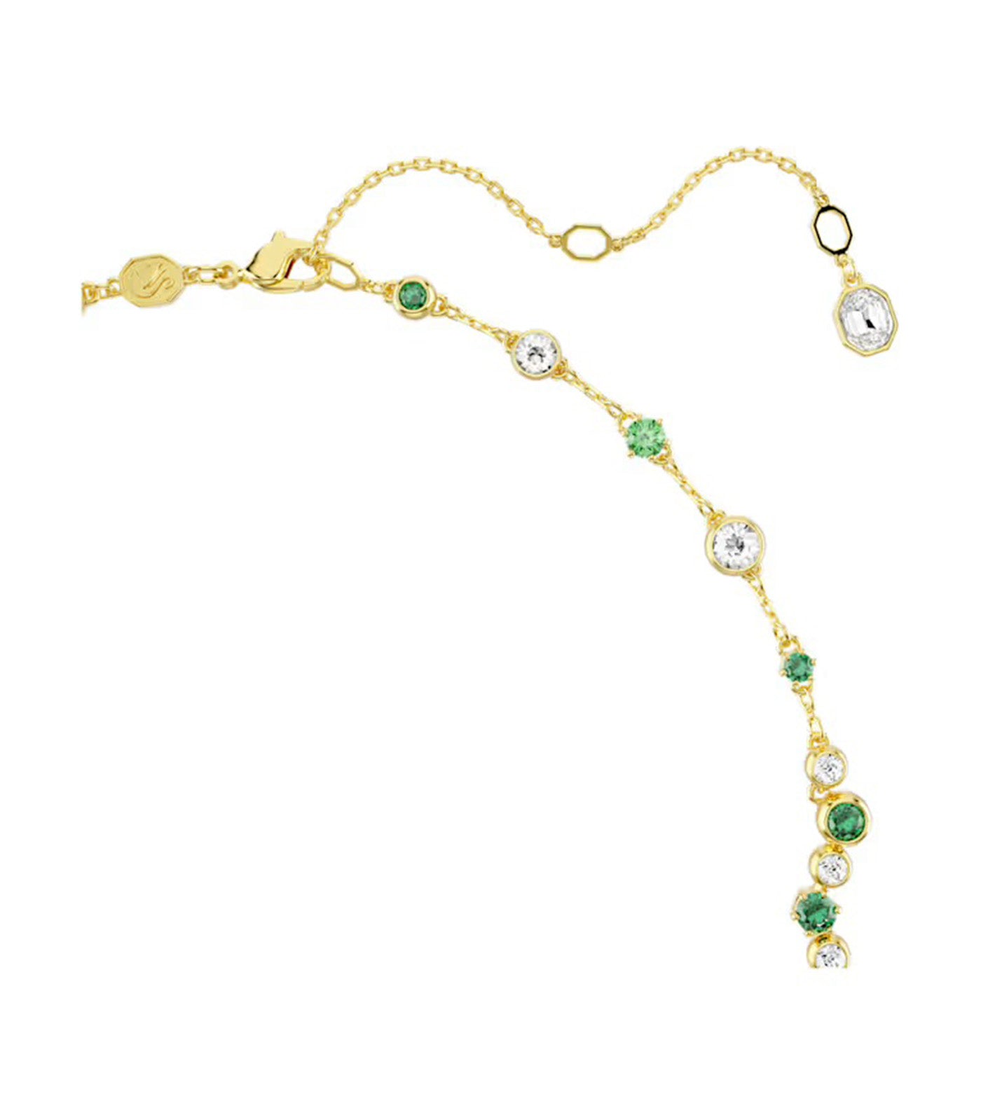 Constella Y Necklace  Mixed Cuts, Green, Gold-Tone Plated
