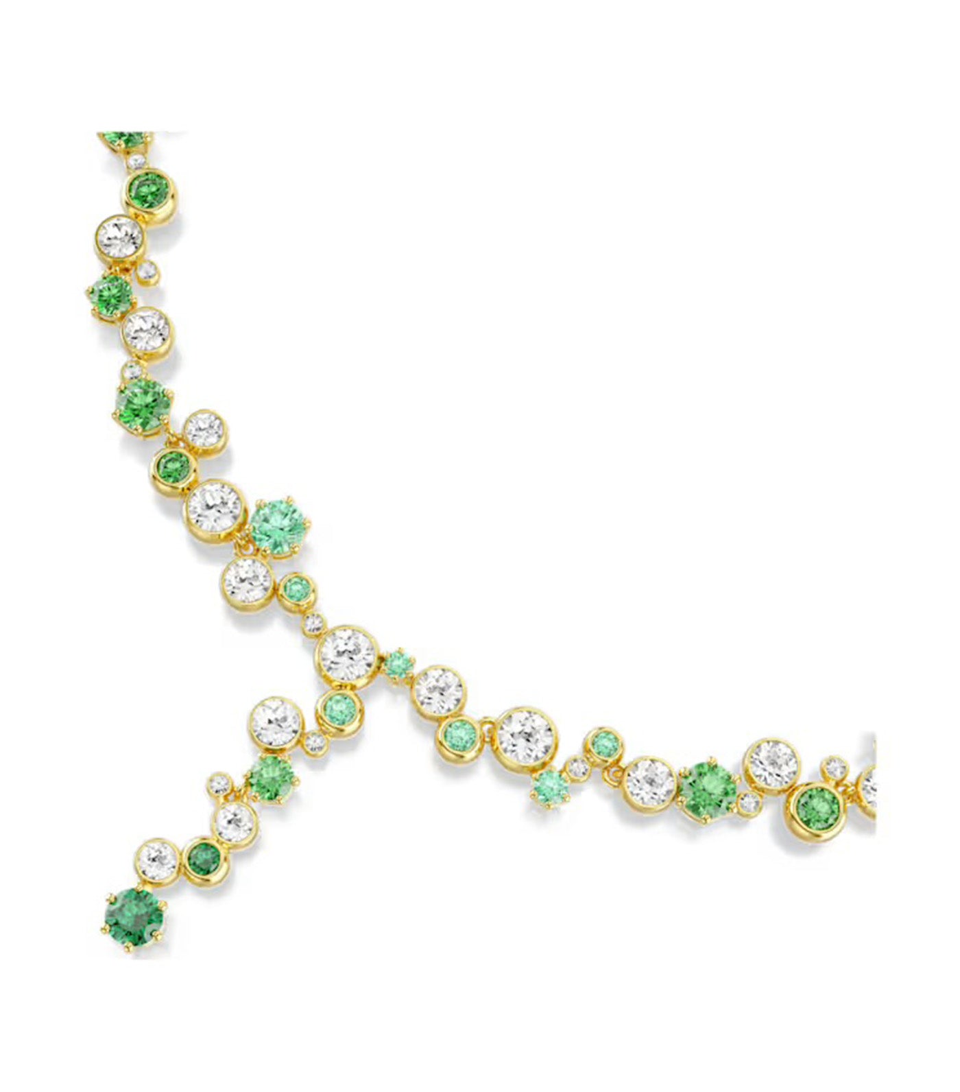 Constella Y Necklace  Mixed Cuts, Green, Gold-Tone Plated