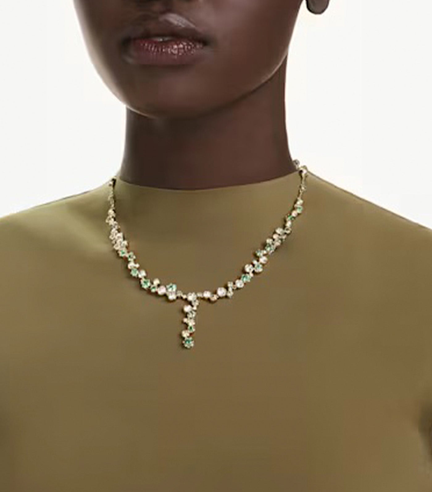 Constella Y Necklace  Mixed Cuts, Green, Gold-Tone Plated