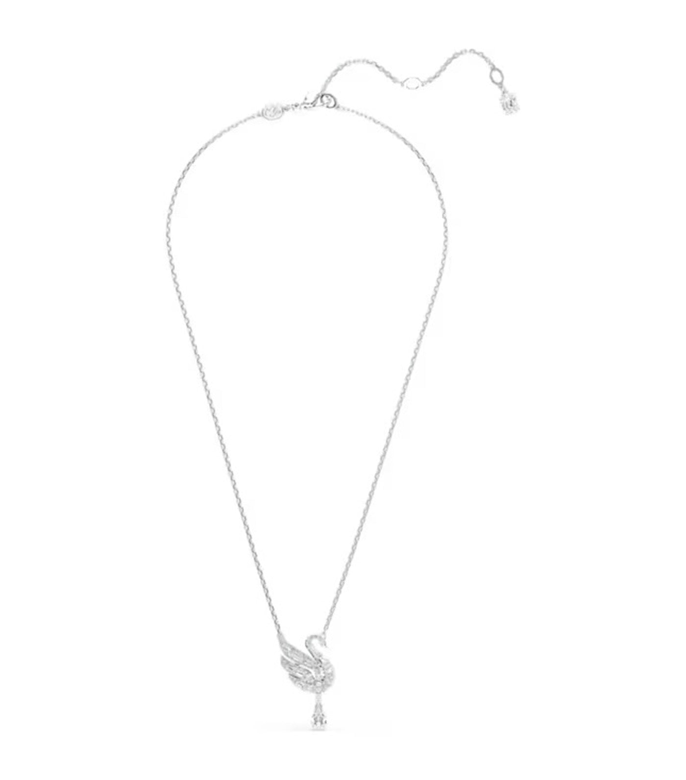 Swan Pendant Swan, White, Rhodium Plated