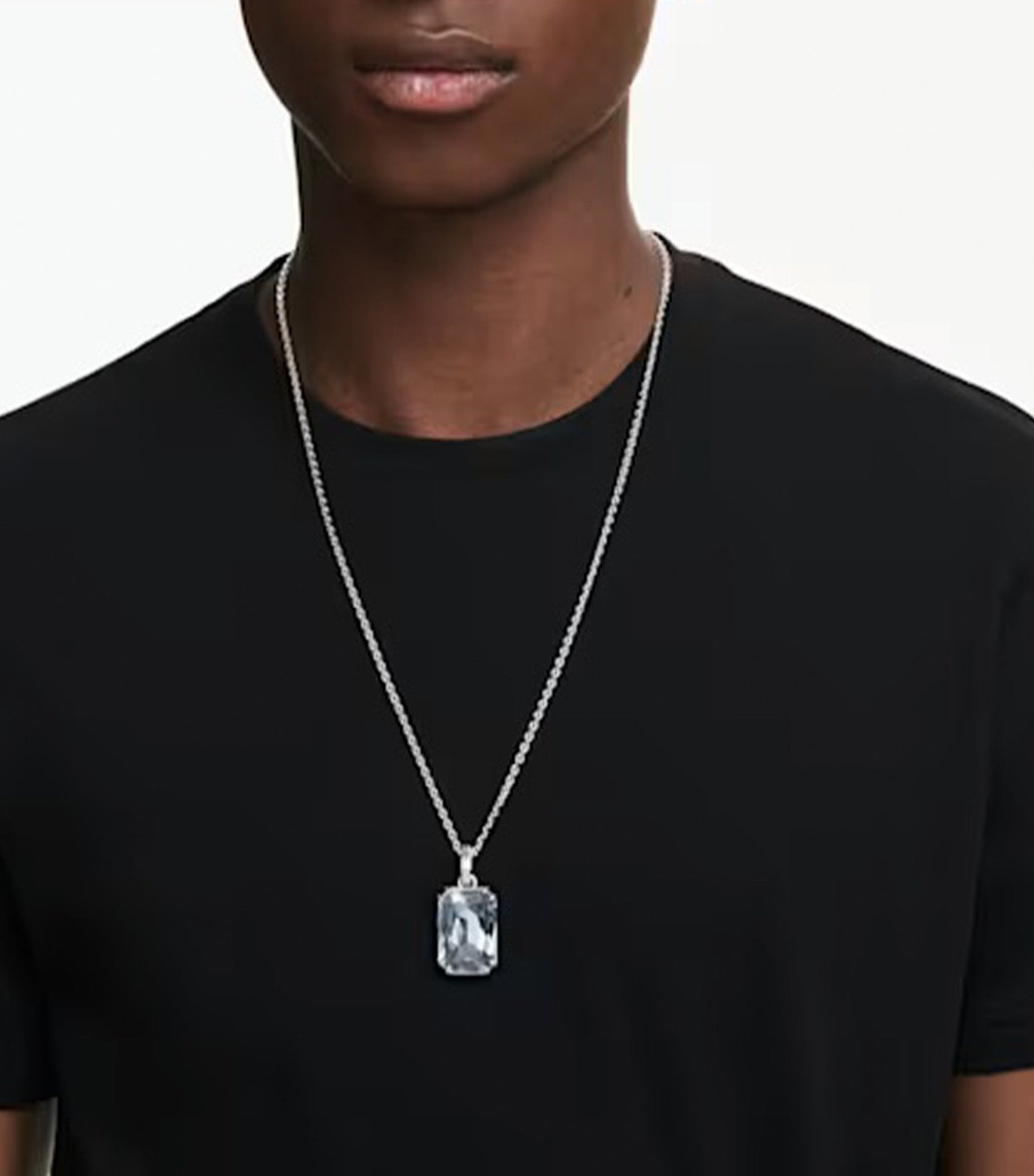 Millenia Pendant Octagon Cut, White, Rhodium Plated