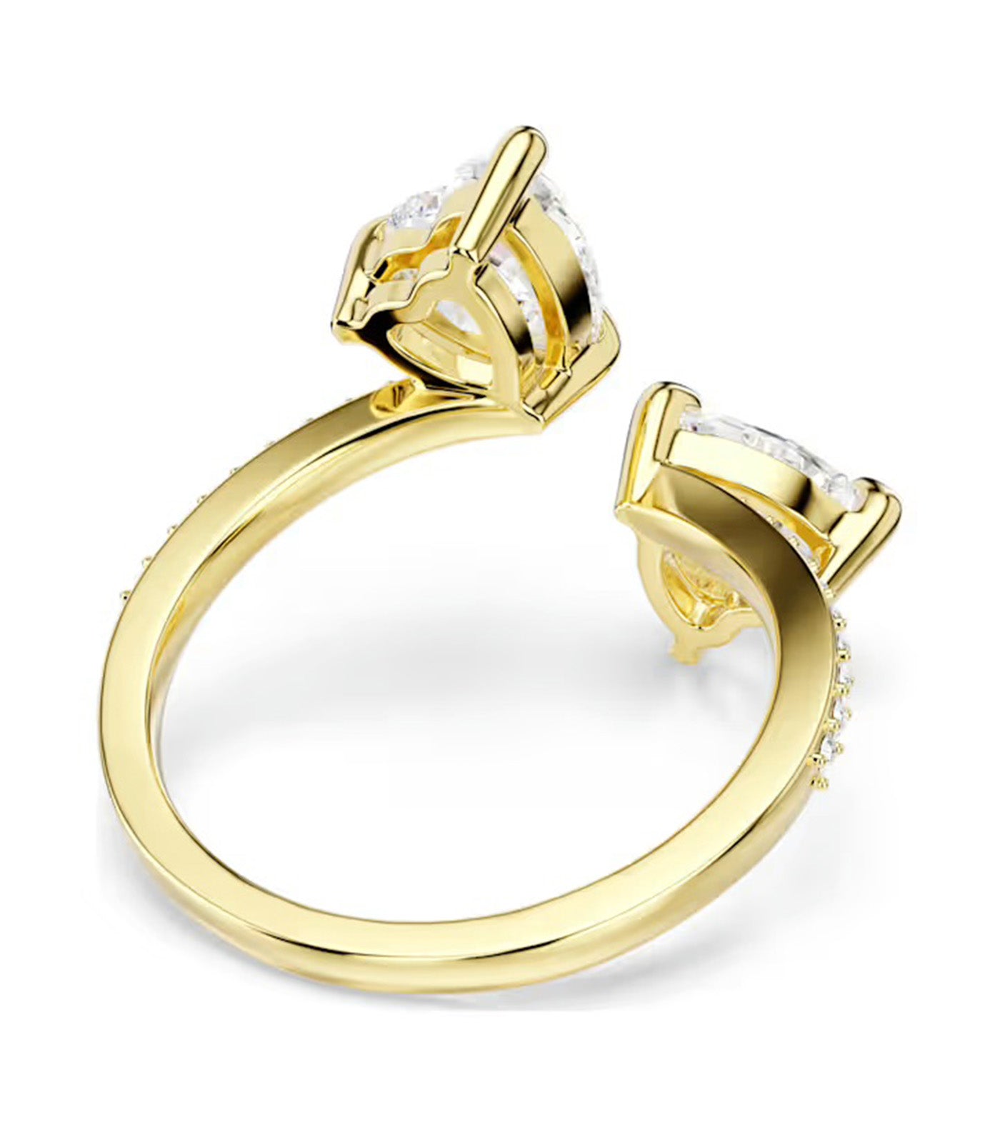 Mesmera Open Ring Heart Cut, Pavé, White, Gold-Tone Plated
