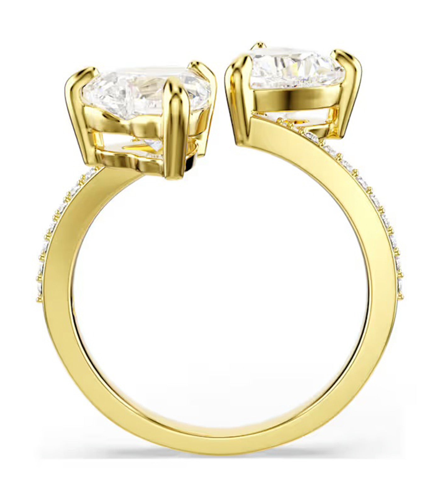 Mesmera Open Ring Heart Cut, Pavé, White, Gold-Tone Plated