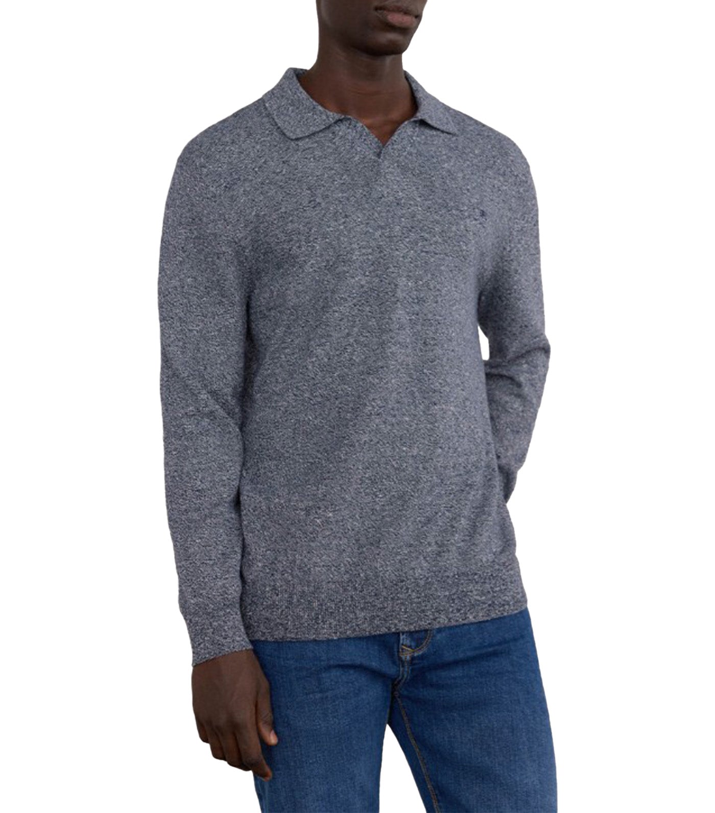 Plain Twist Necklace Polo Shirt Navy