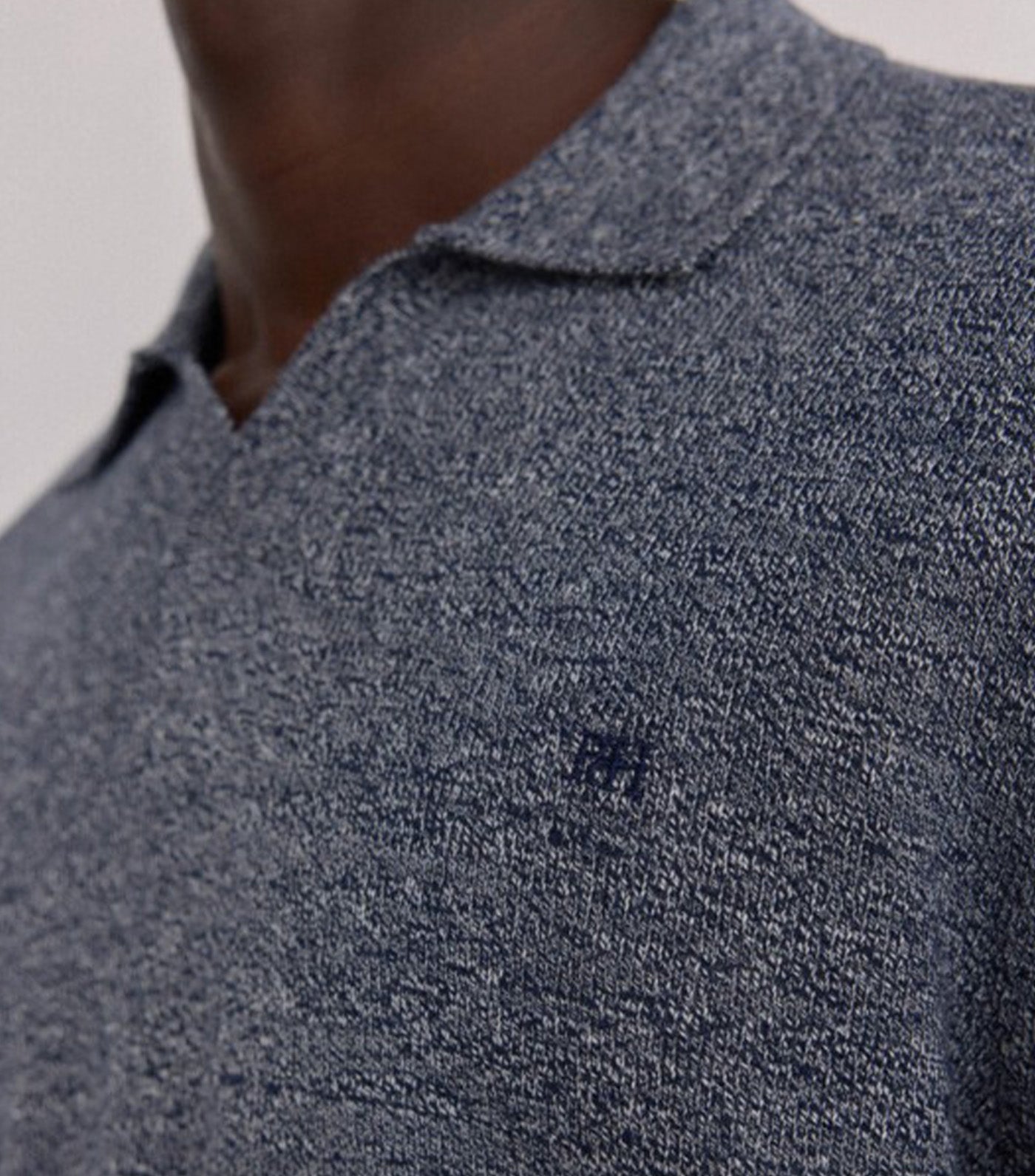 Plain Twist Necklace Polo Shirt Navy