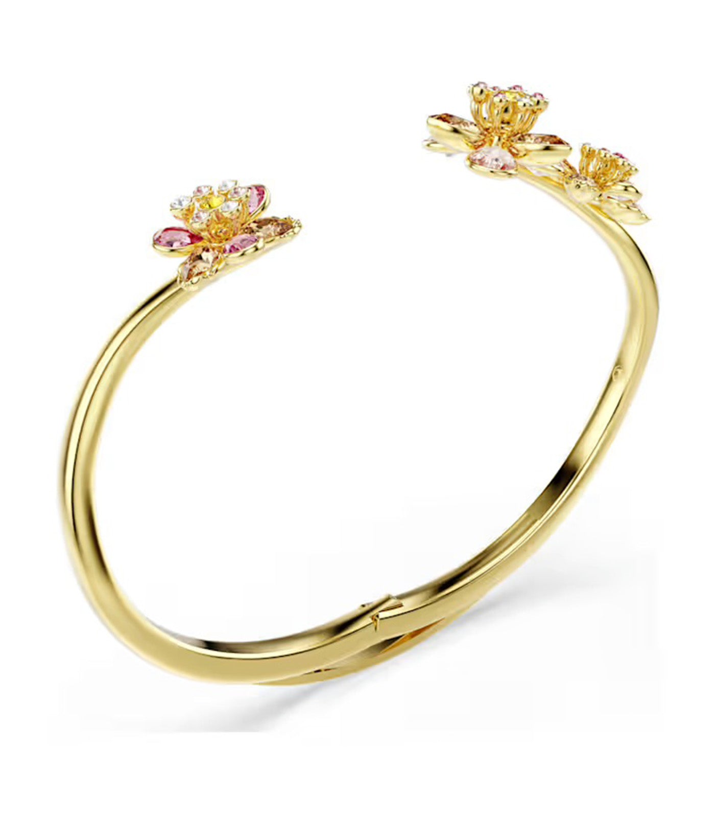 Idyllia Bangle, Mixed Cuts, Flower, Multicolored, Gold-Tone Plated