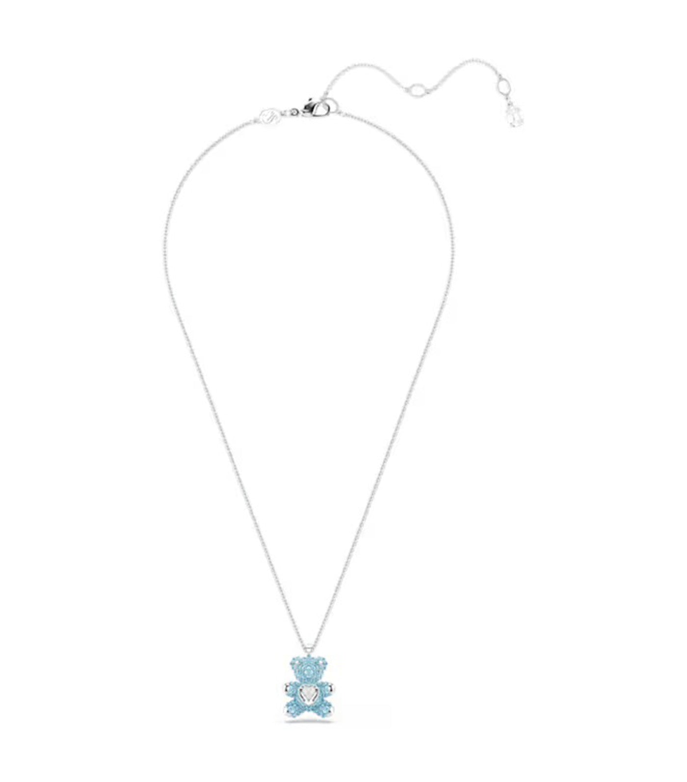 Teddy Pendant, Bear, Blue, Rhodium Plated