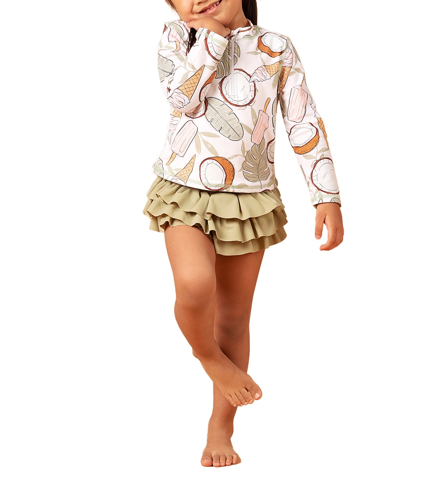 Little Paddler Lyla Rashguard Top and Shorts for Girls Coconut