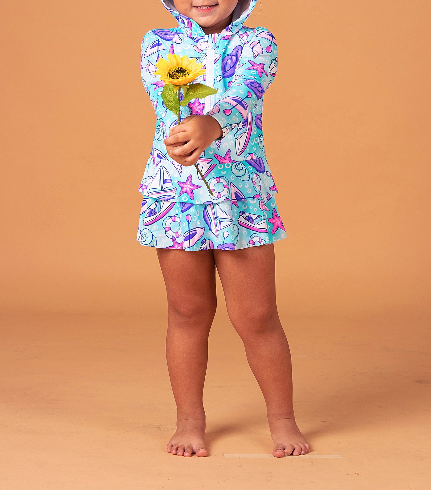 Little Paddler Sailie Hooded Long Sleeves Rashguard Purple Star