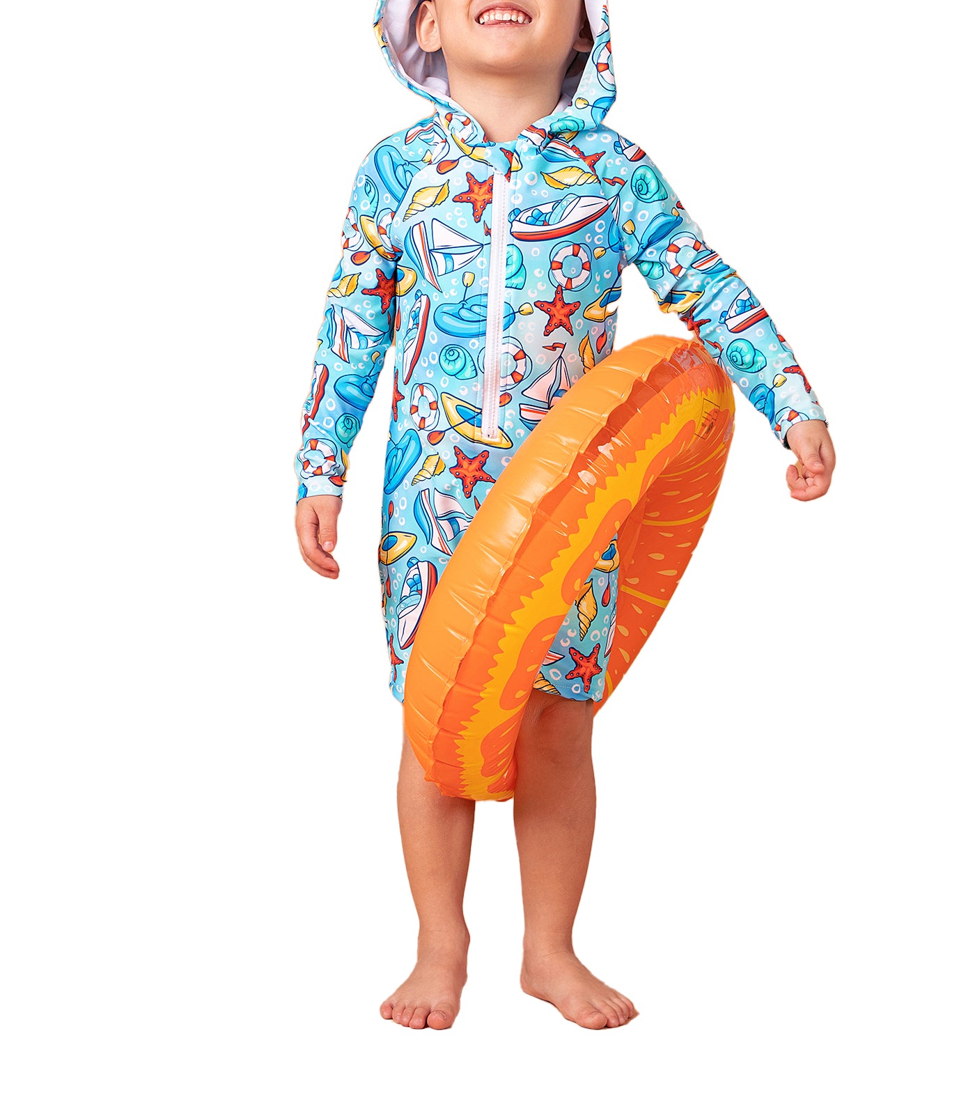 Little Paddler Sailor Hooded Long Sleeves Rashguard Blue Starfish