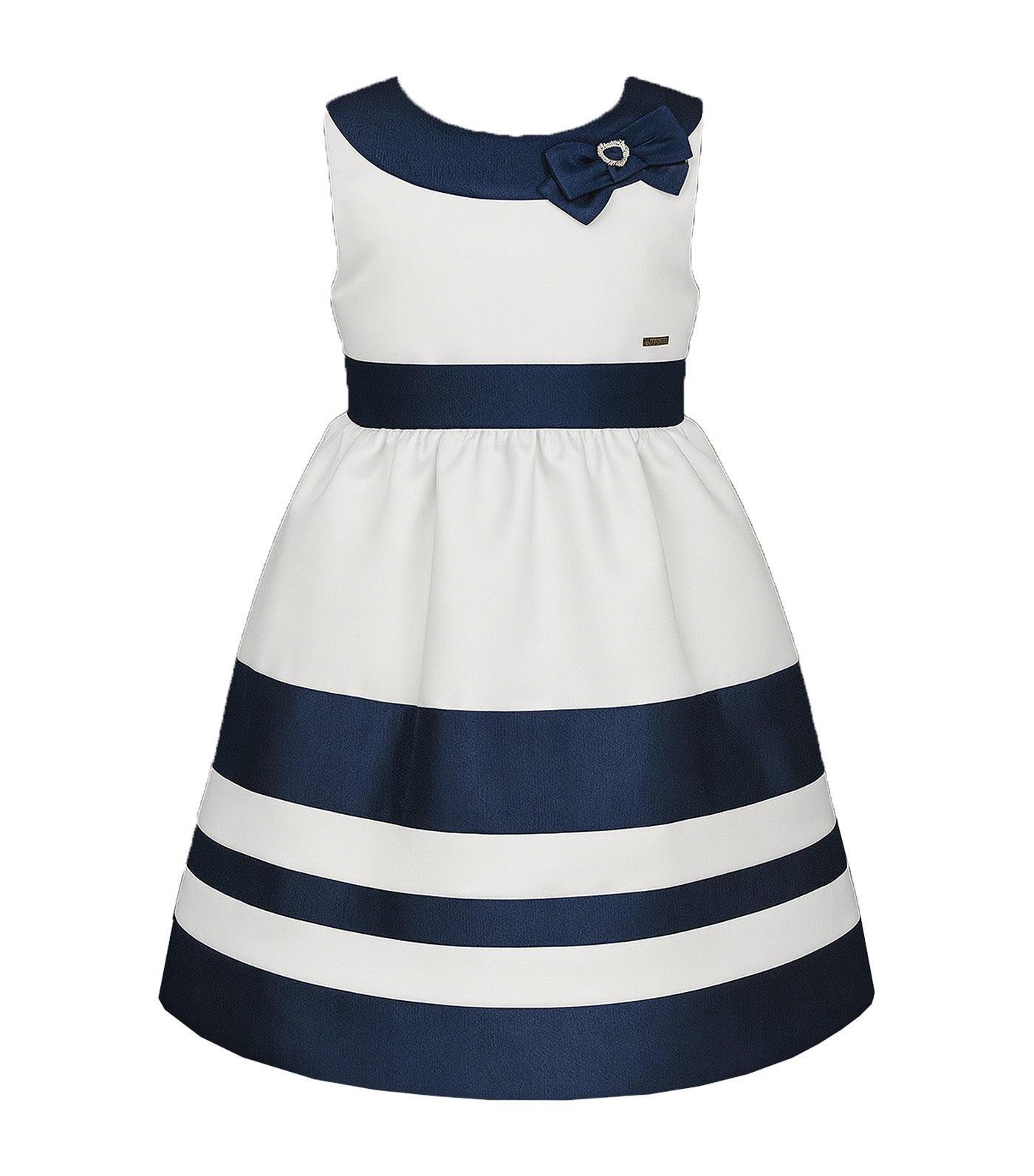 Periwinkle Rozenne Girls Party Dress Navy Striped