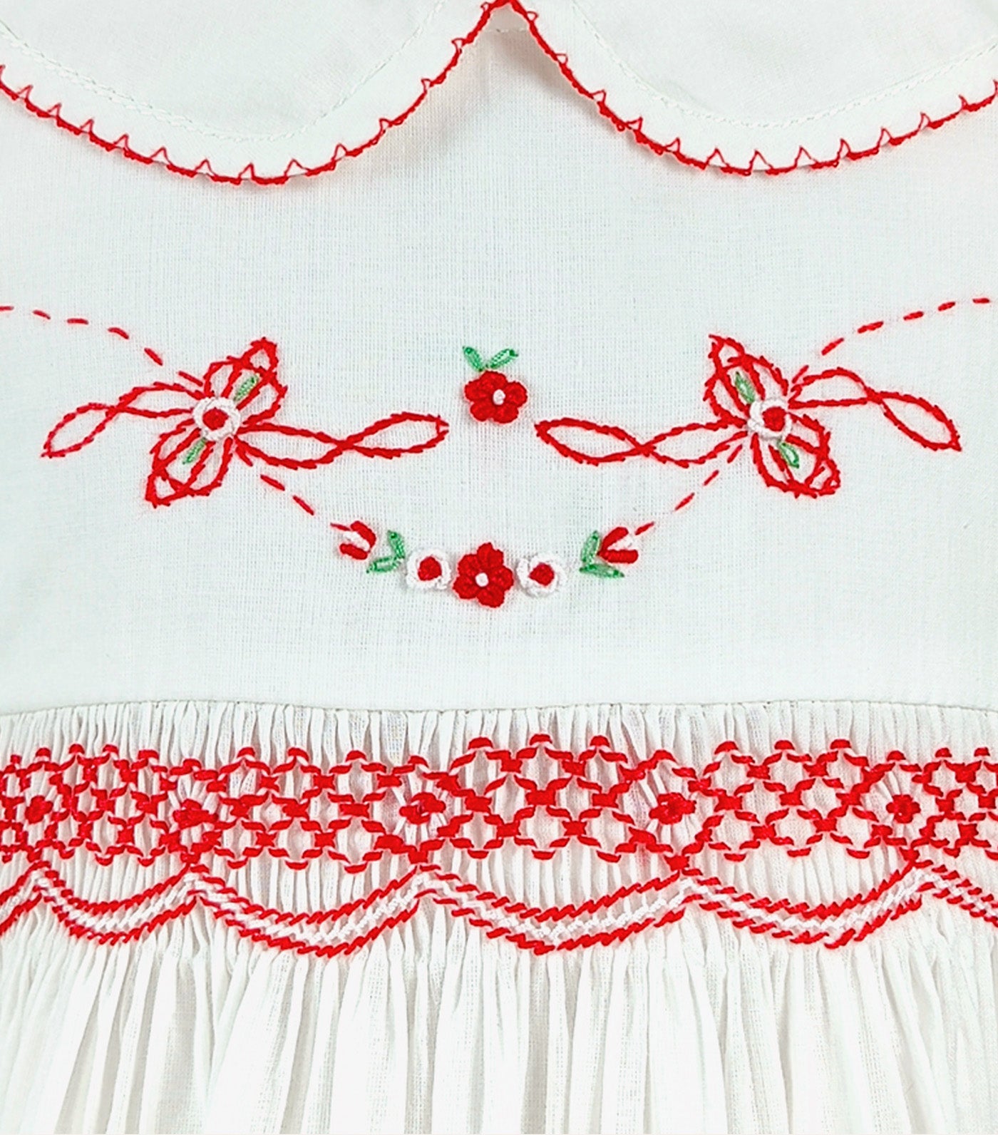 Periwinkle Neve Baby Girls Smocked Dress with Embroidery Ivory