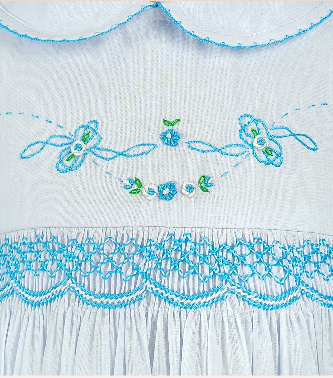 Periwinkle Neve Baby Girls Smocked Dress with Embroidery Light Blue
