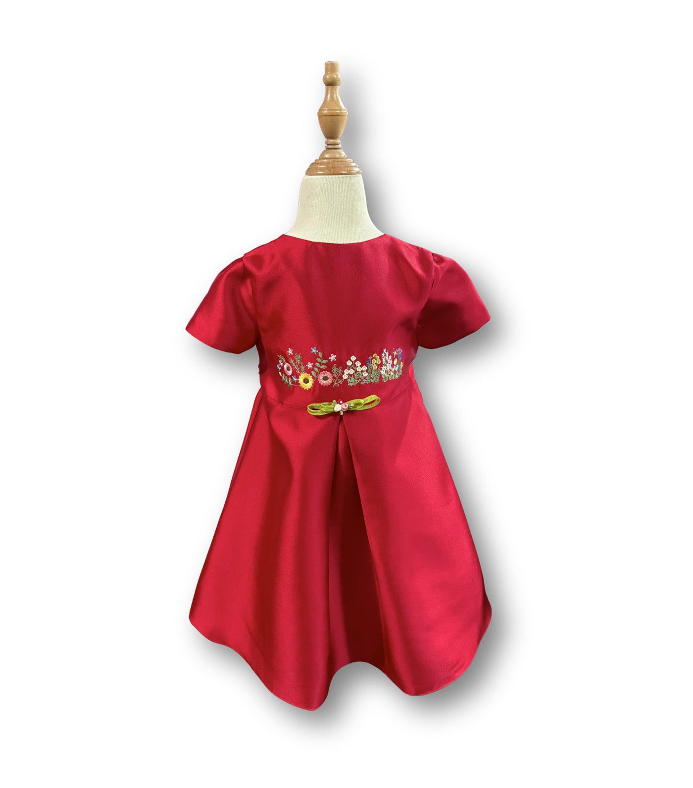 Tallie Louise Mikado Dress with Floral Embroidery Red