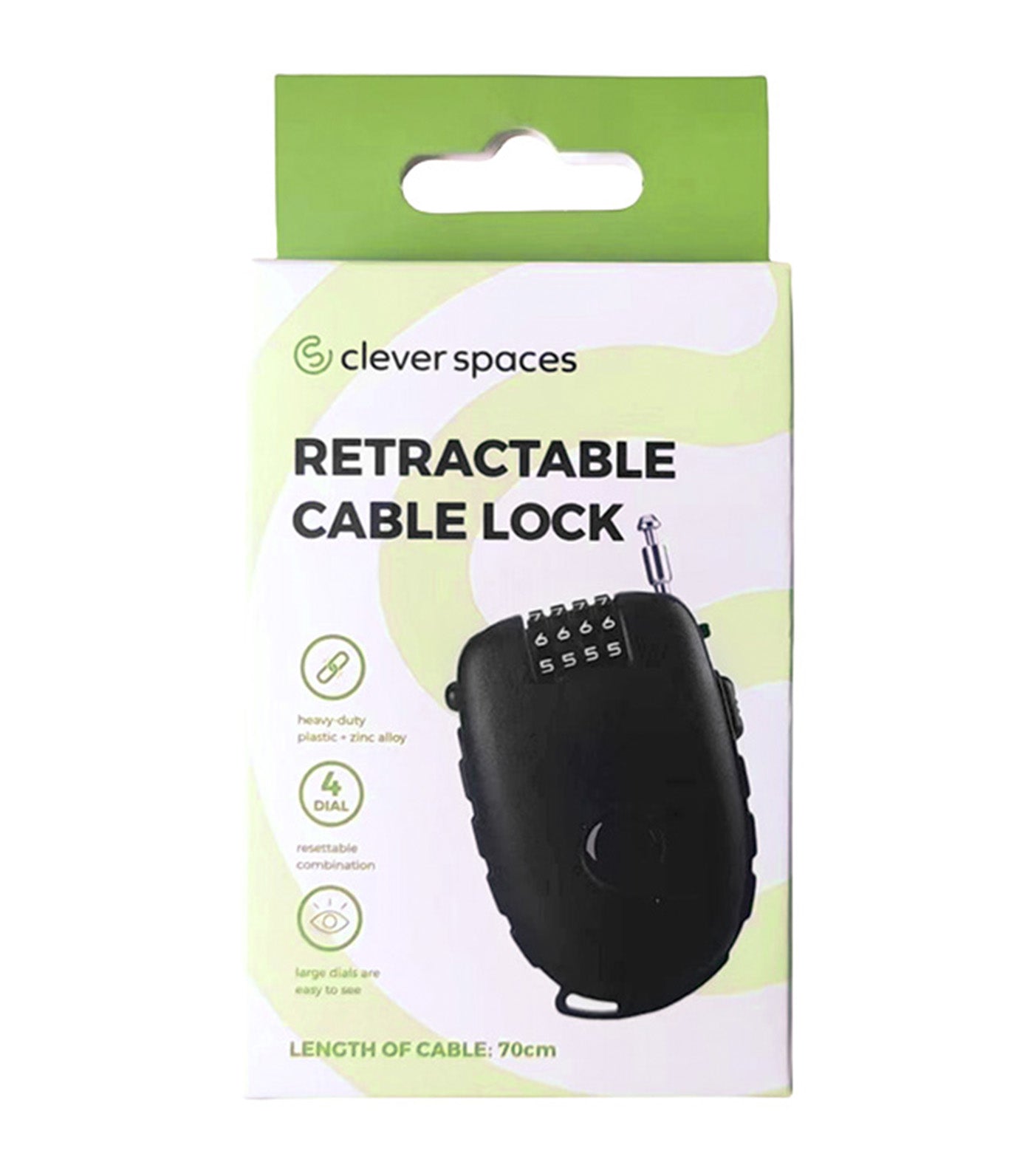 Retractable Cable Lock Black