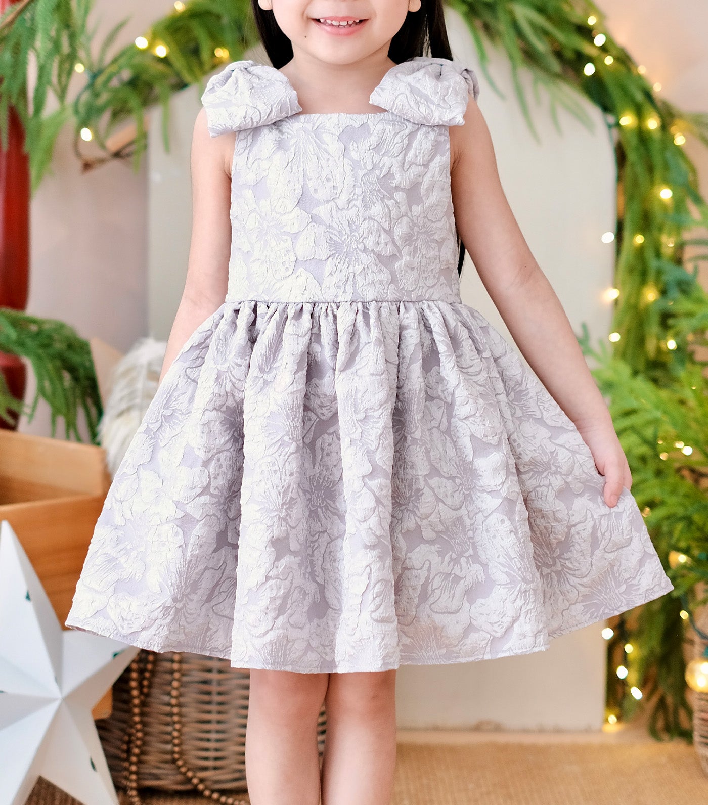 Madeline Dress Gray Jacquard