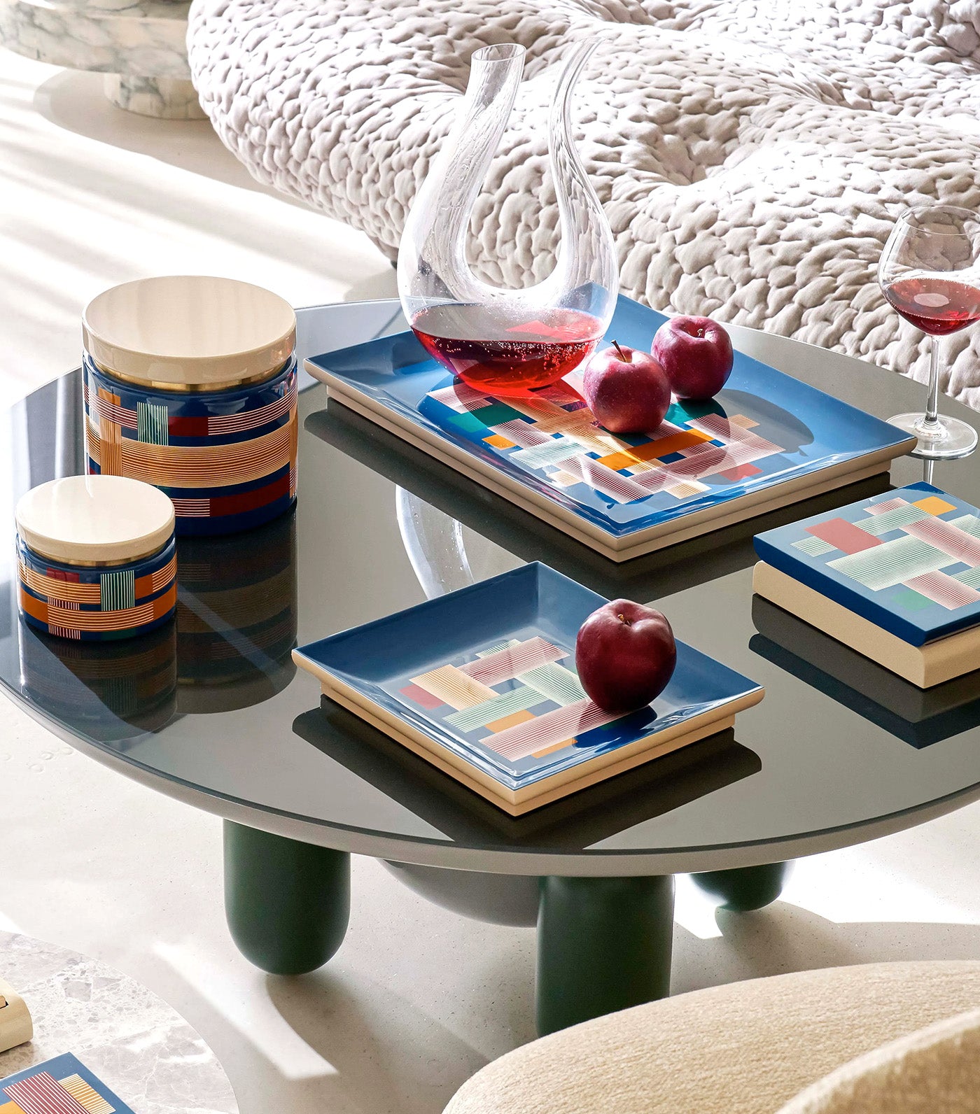 Square Tissage Tray, Size M Blue