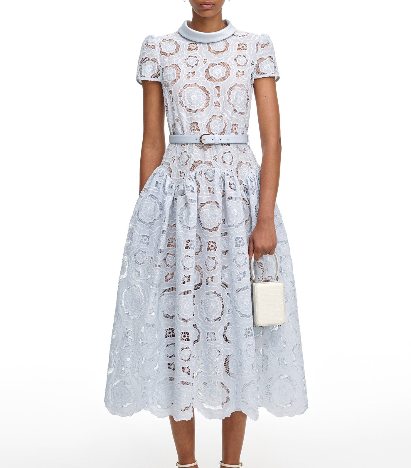 Self-Portrait Floral Lace Midi Dress Blue