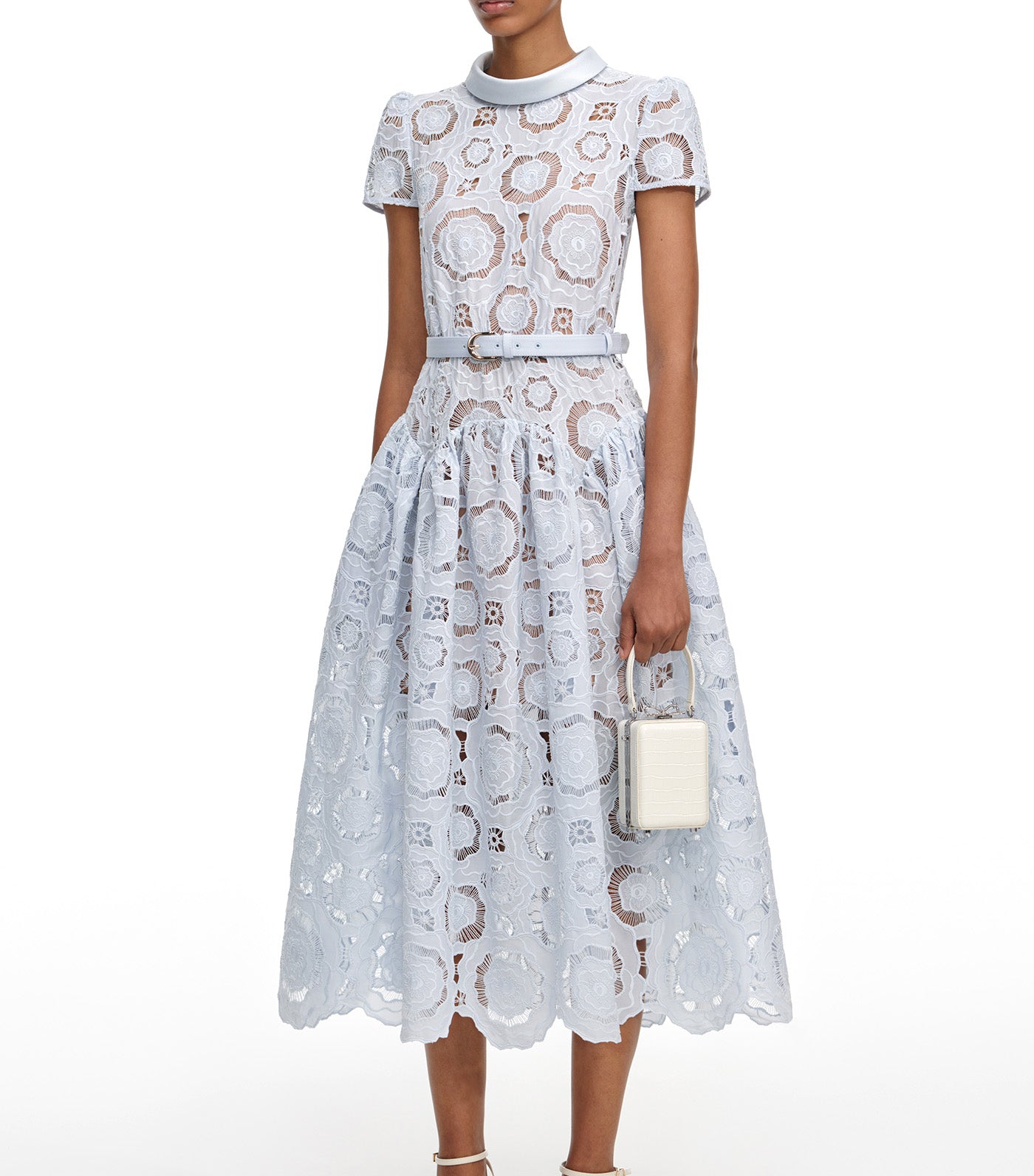 Self-Portrait Floral Lace Midi Dress Blue