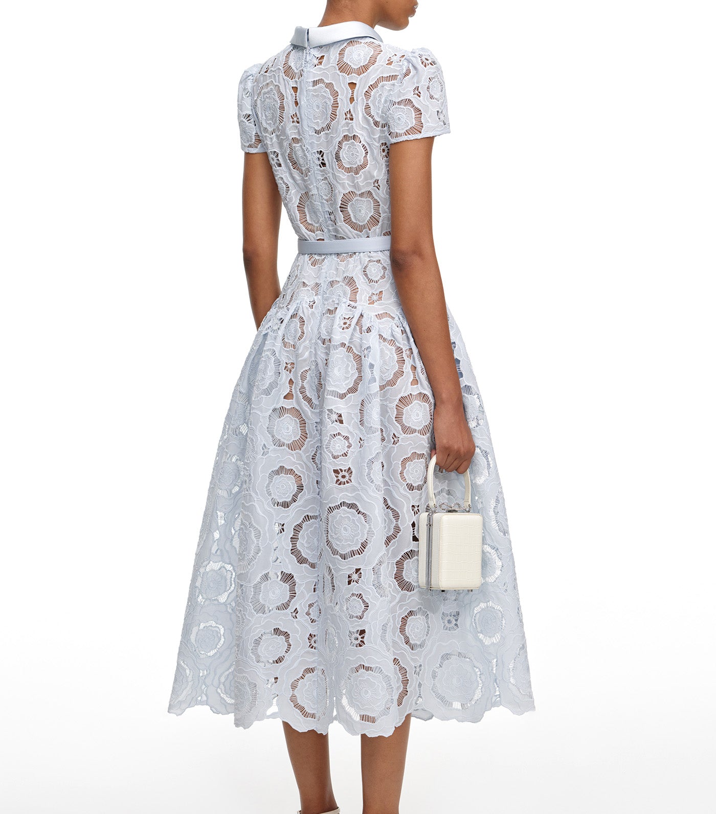 Self-Portrait Floral Lace Midi Dress Blue