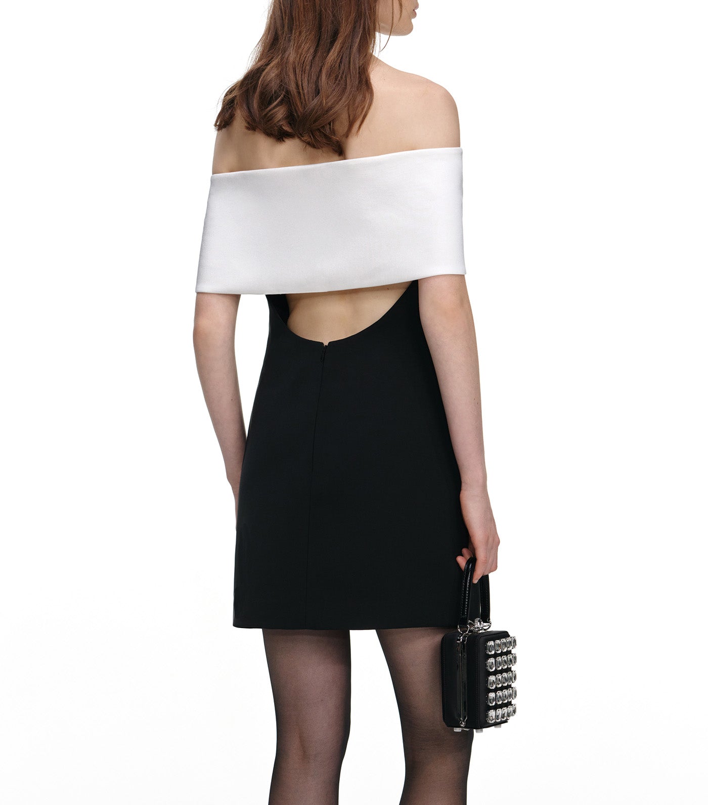 Self-Portrait Crepe Flower Mini Dress Black