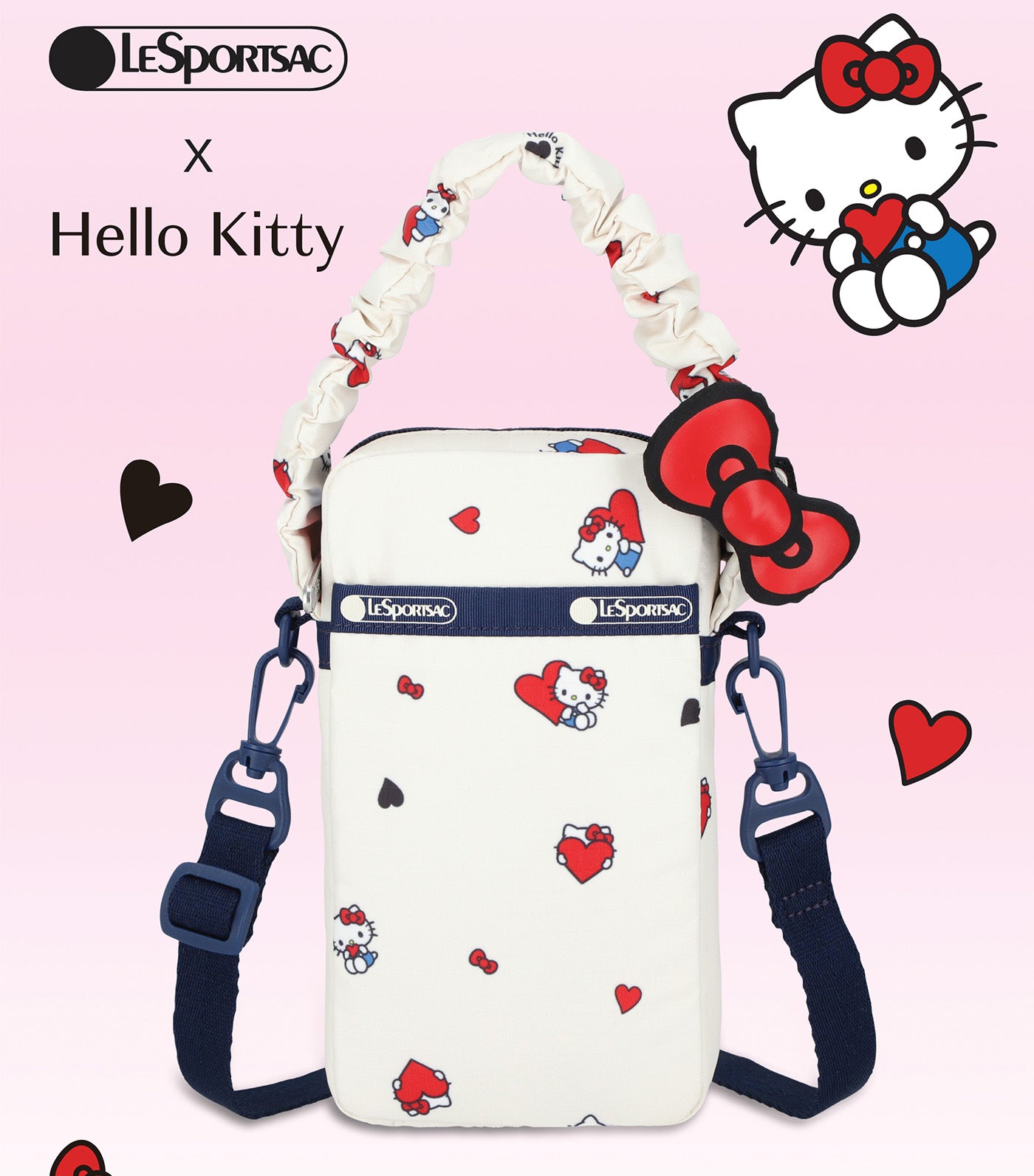 LeSportsac キティ ギャザーハンドミニフォンクロスボディ LeSportsac x Hello Kitty Gather Handle Mini Phone Crossbody Heart
