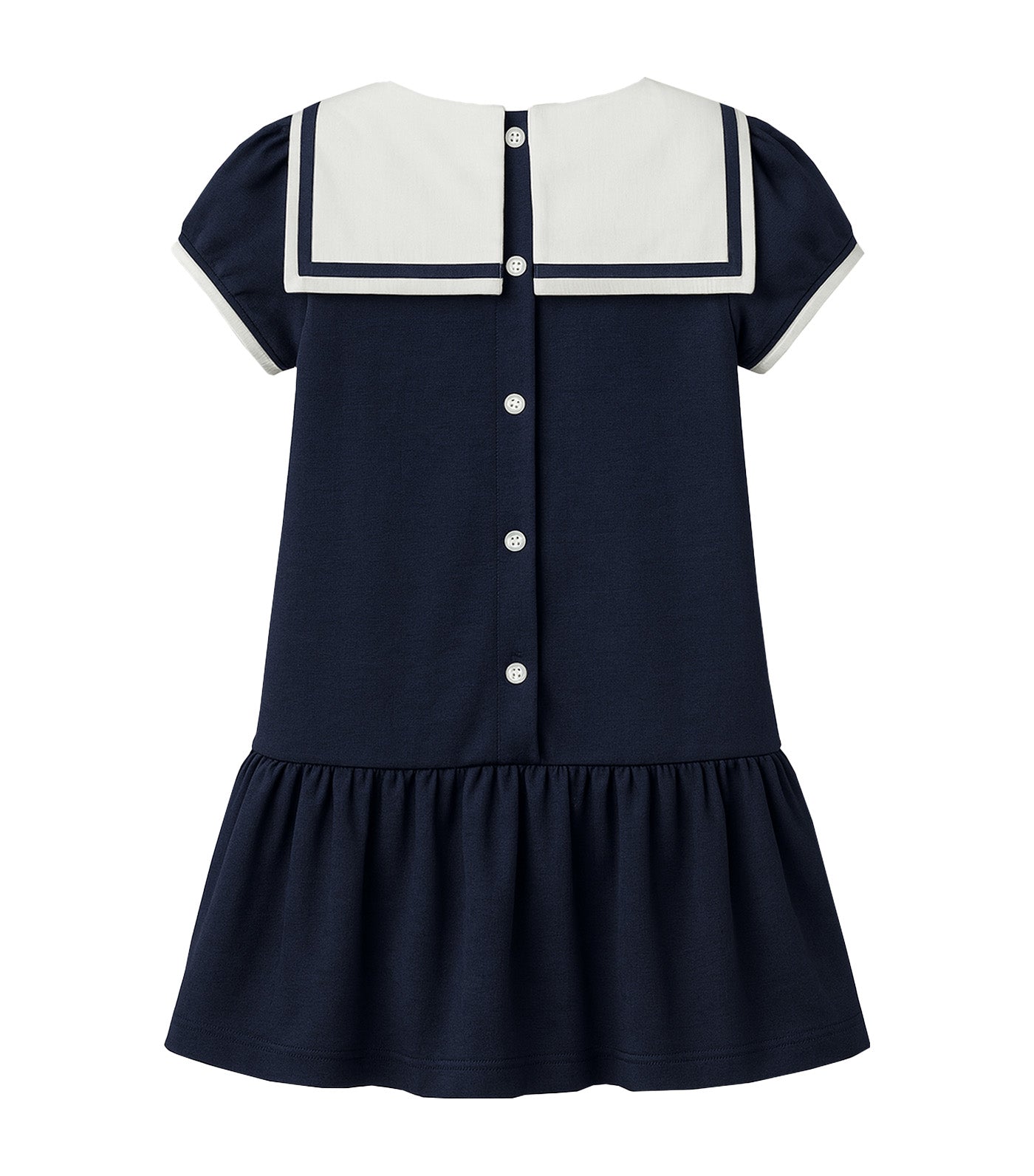Tayla Girls Navy Sailor Drop Waist Dress with Bow Clip Navy