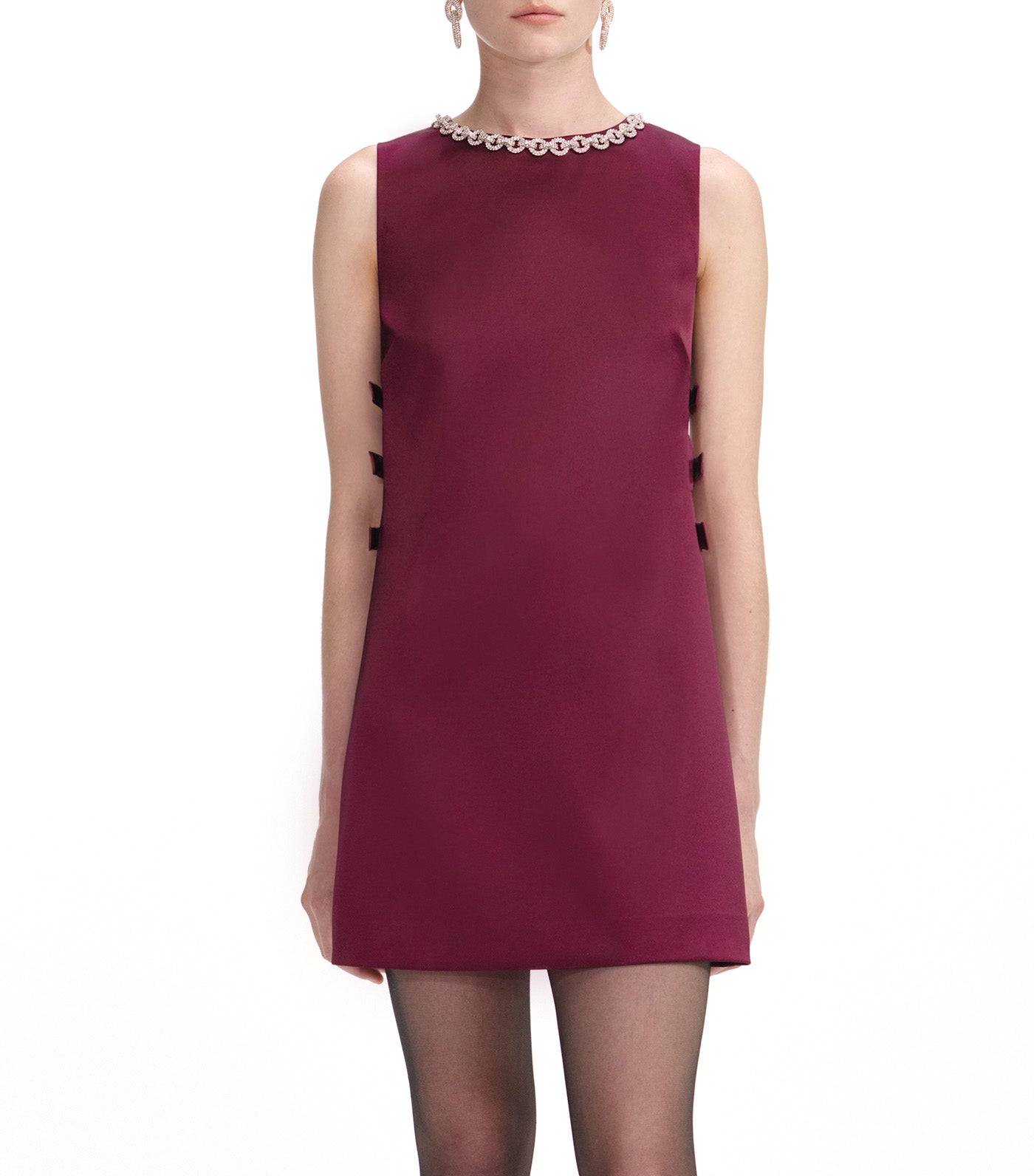 Self-Portrait Satin Cut Out Mini Dress Burgundy