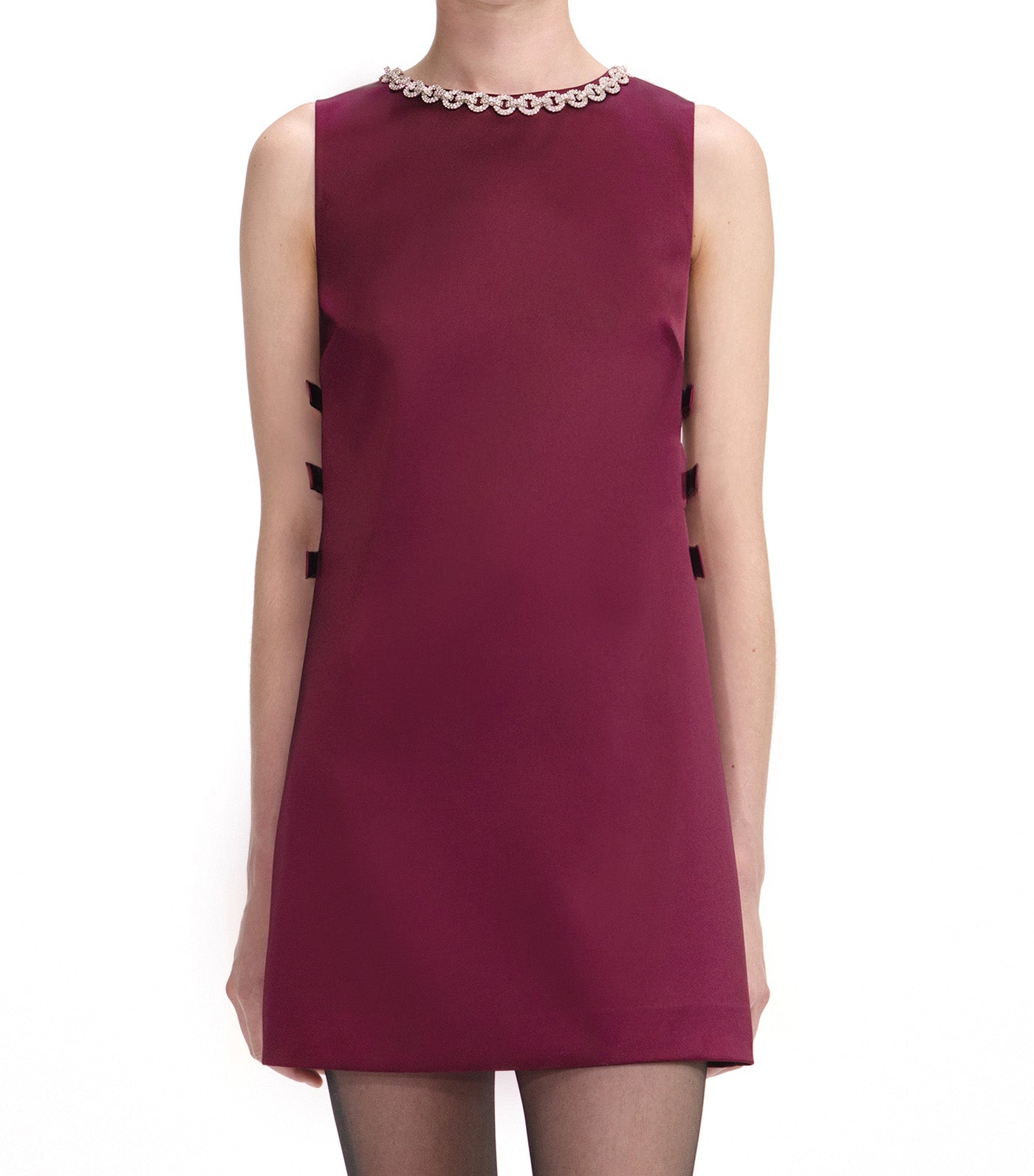 Self-Portrait Satin Cut Out Mini Dress Burgundy