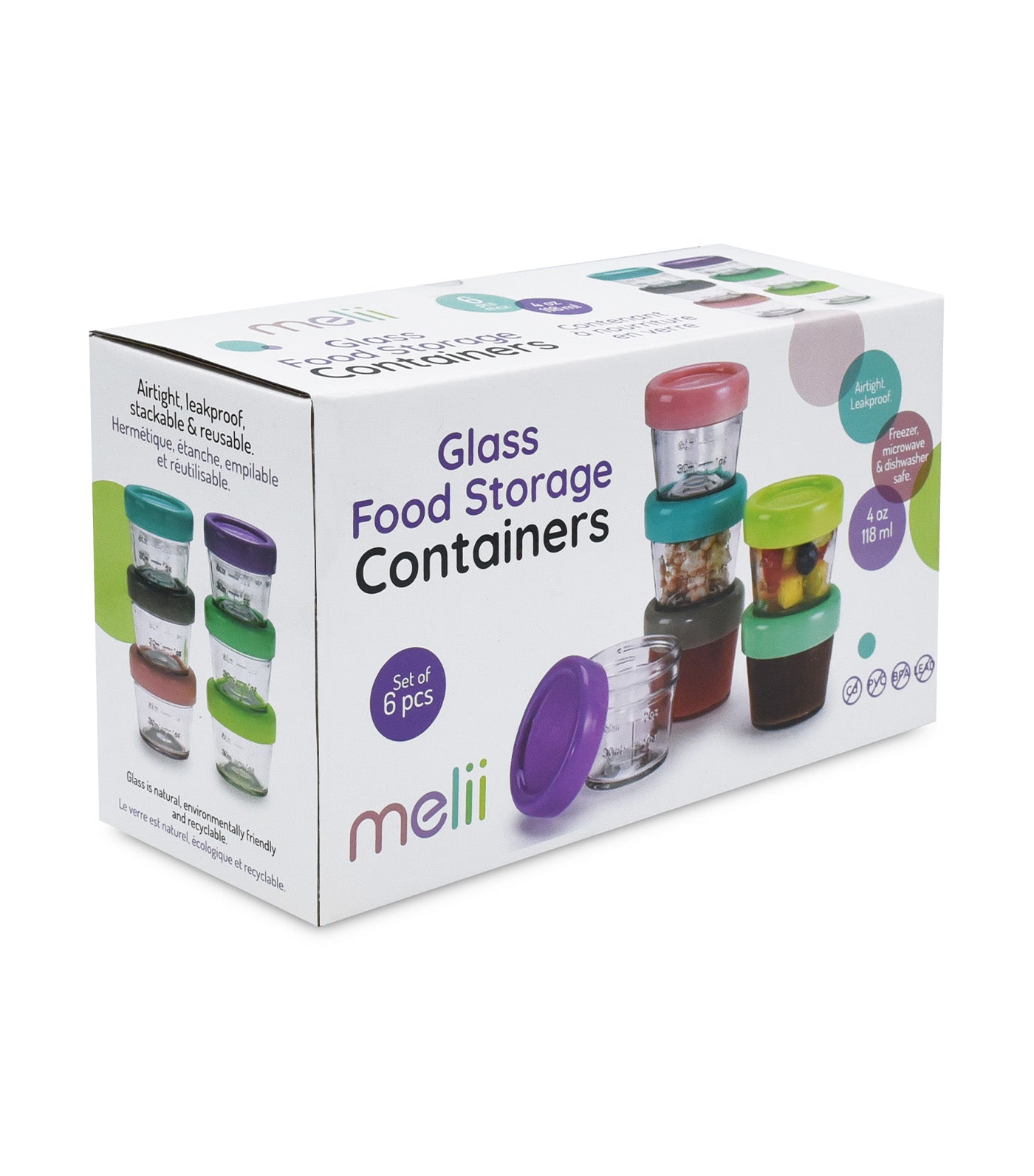 Glass Food Container, 6-Piece Set
