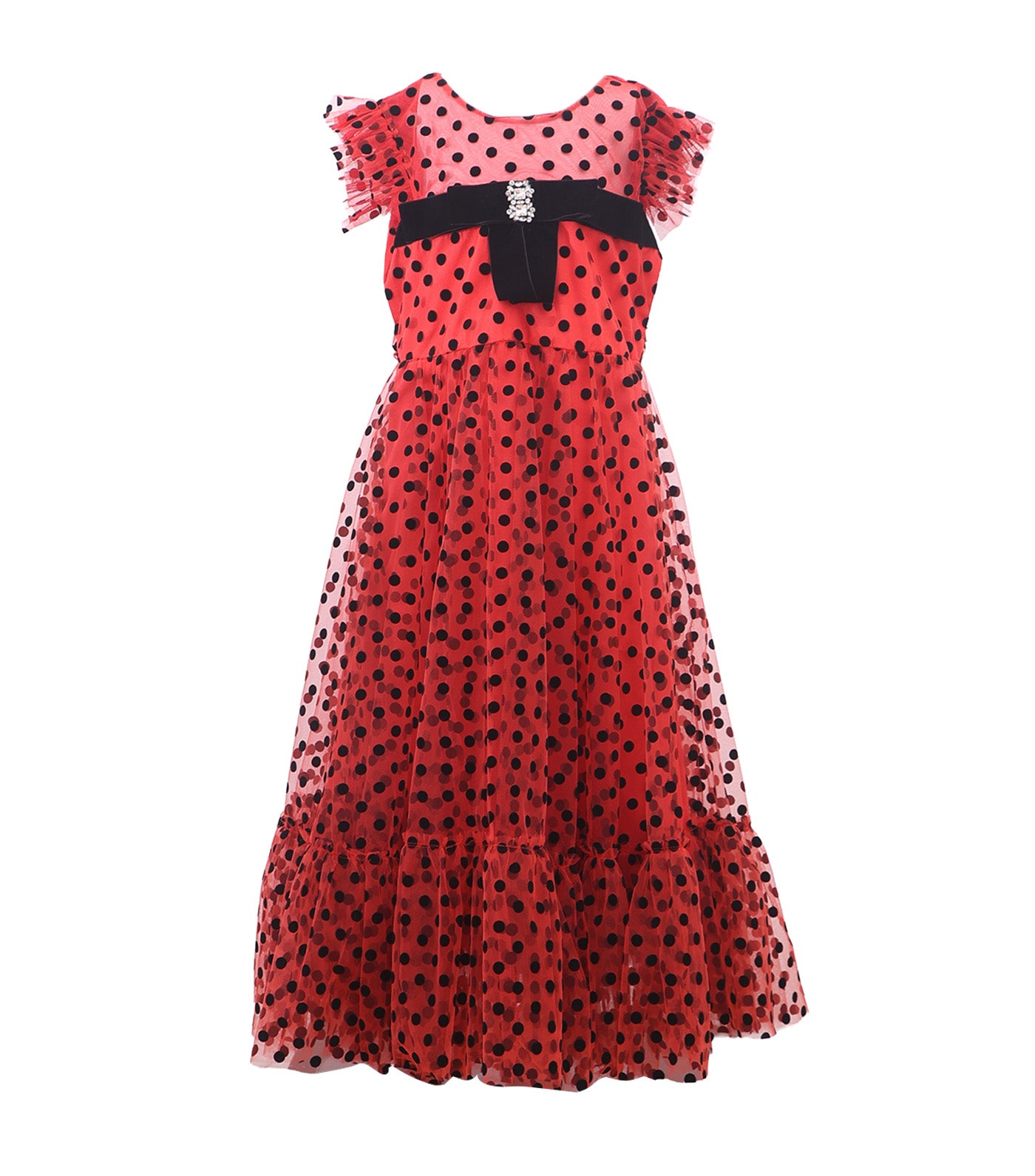 Polka Tulle Gown Red