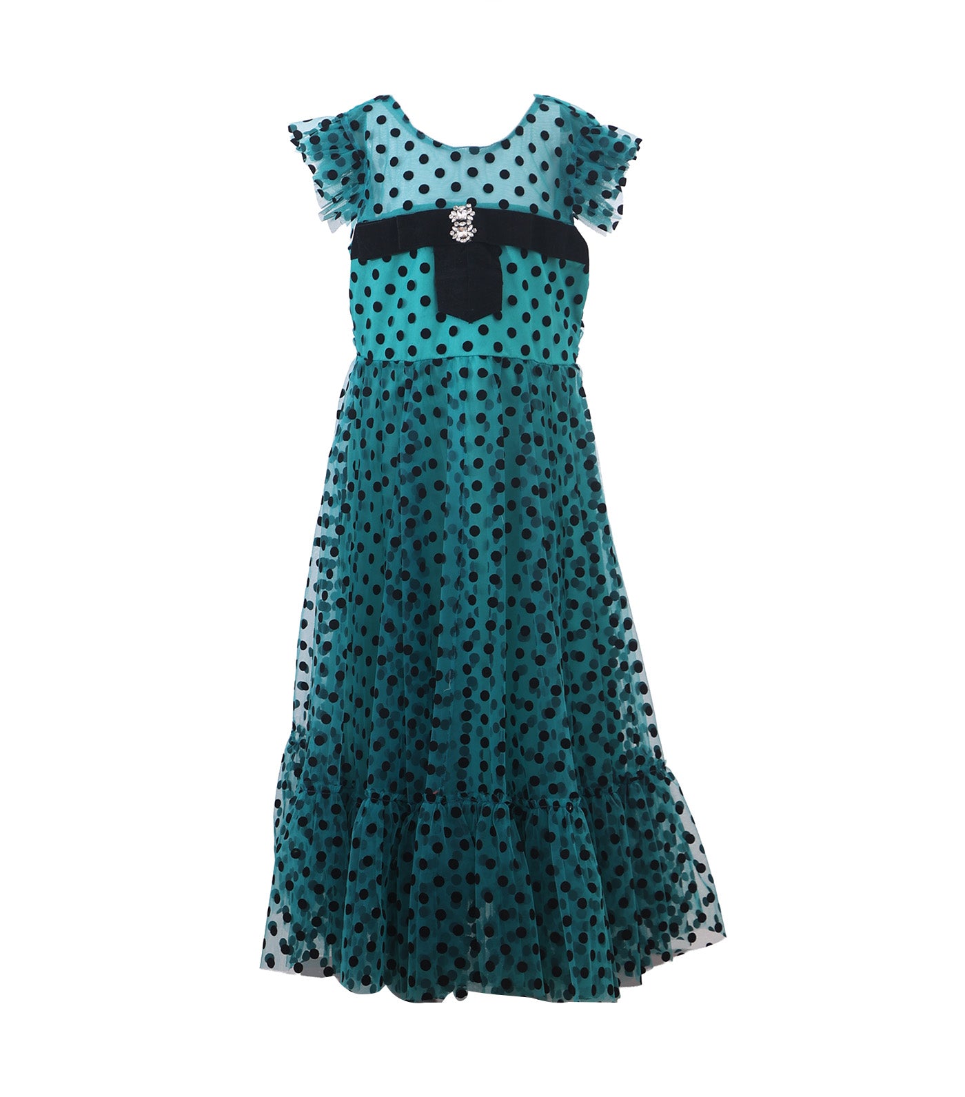 Polka Tulle Gown Green