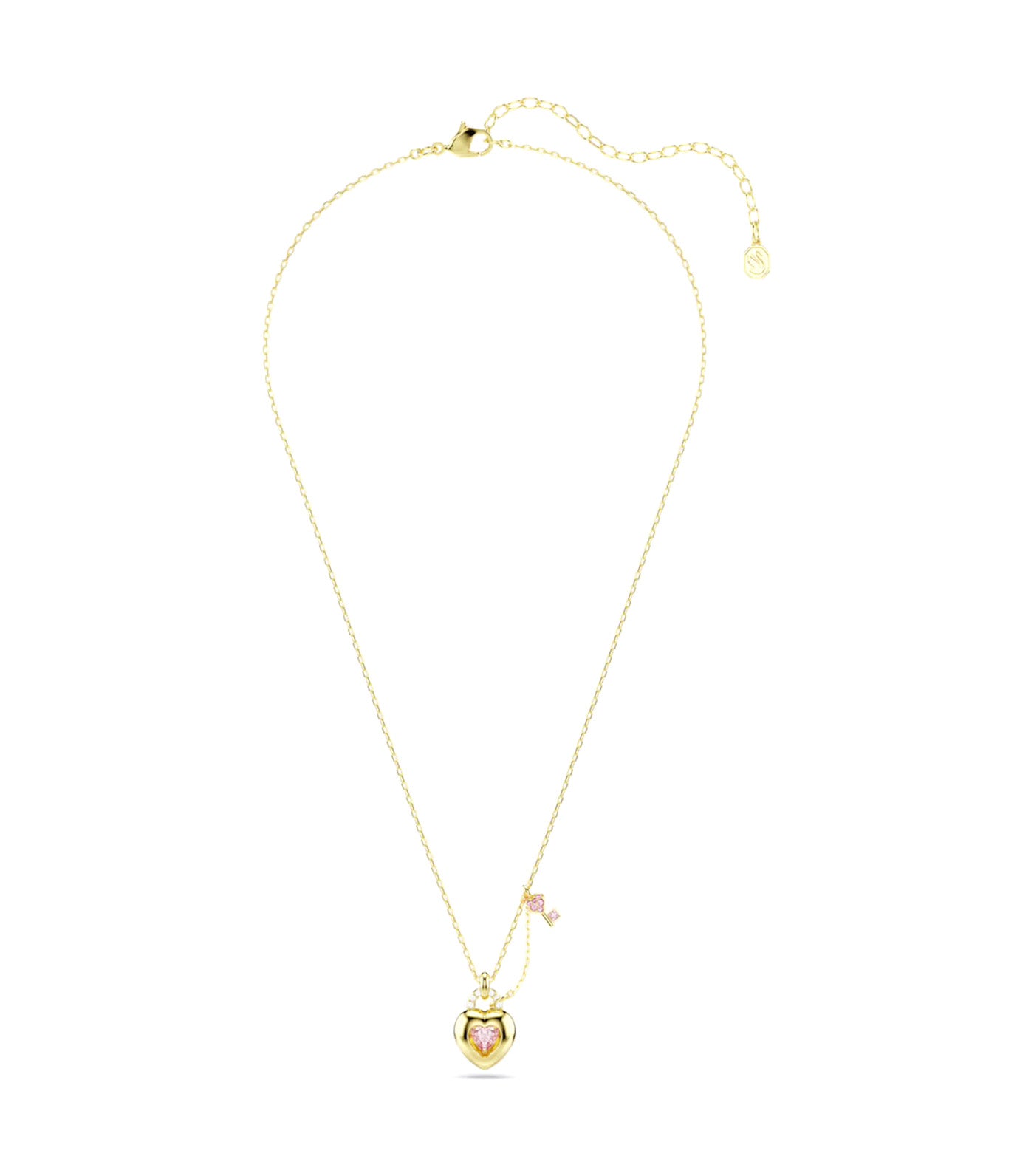 Swarovski Idyllia Pendant Mixed Cuts, Heart, Key, Gold-Tone Plated, Pink