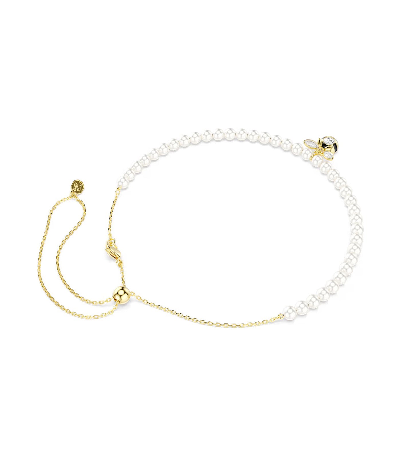 Idyllia Choker Crystal Pearl, Mixed Cuts, Bee, Gold-Tone Plated, White