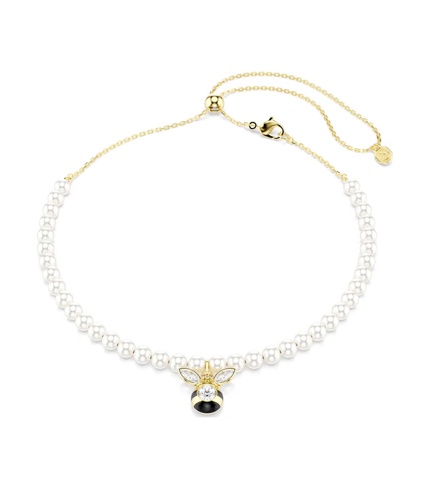 Idyllia Choker Crystal Pearl, Mixed Cuts, Bee, Gold-Tone Plated, White