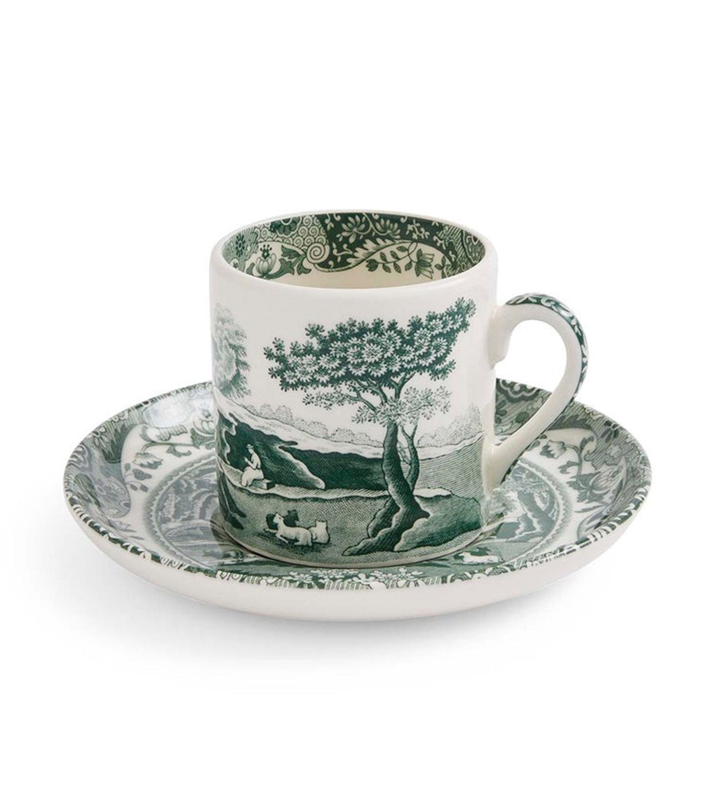 Spode Heritage Green Italian Collection Coffee Cup & Saucer Set of 4