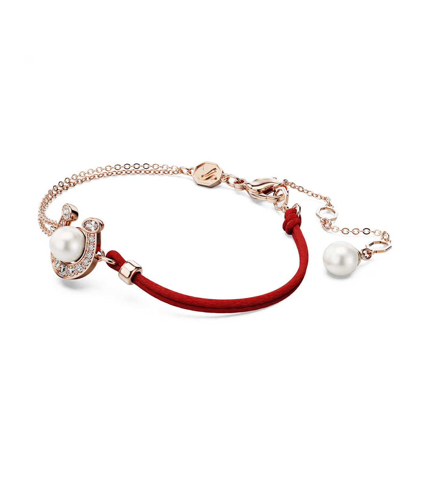 Symbolica Bracelet Crystal Pearl, Pavé, Horse Shoe, Rose Gold-Tone Plated, White