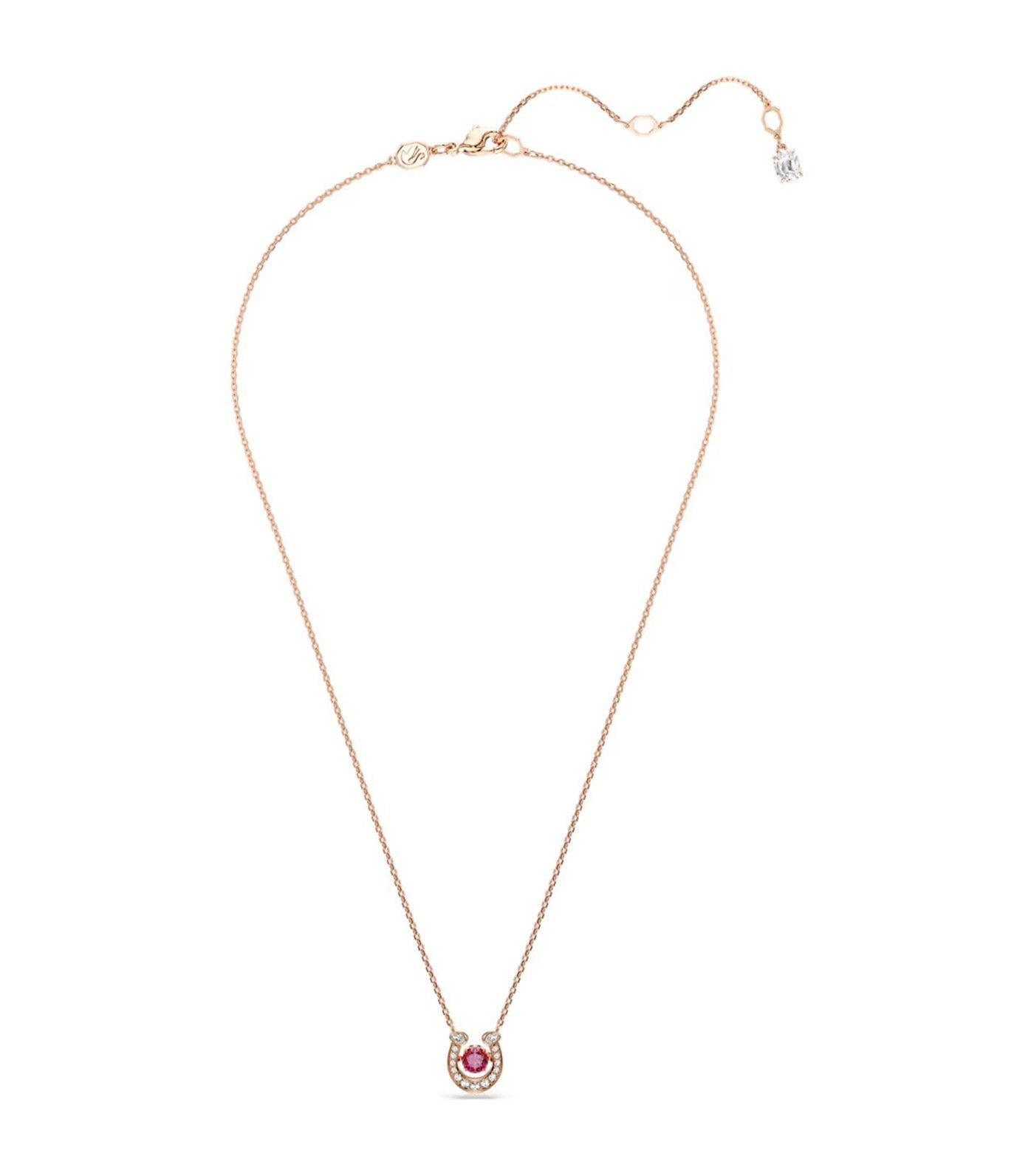 Symbolica Pendant Round Cut, Pavé, Horse Shoe, Rose Gold-Tone Plated, Red
