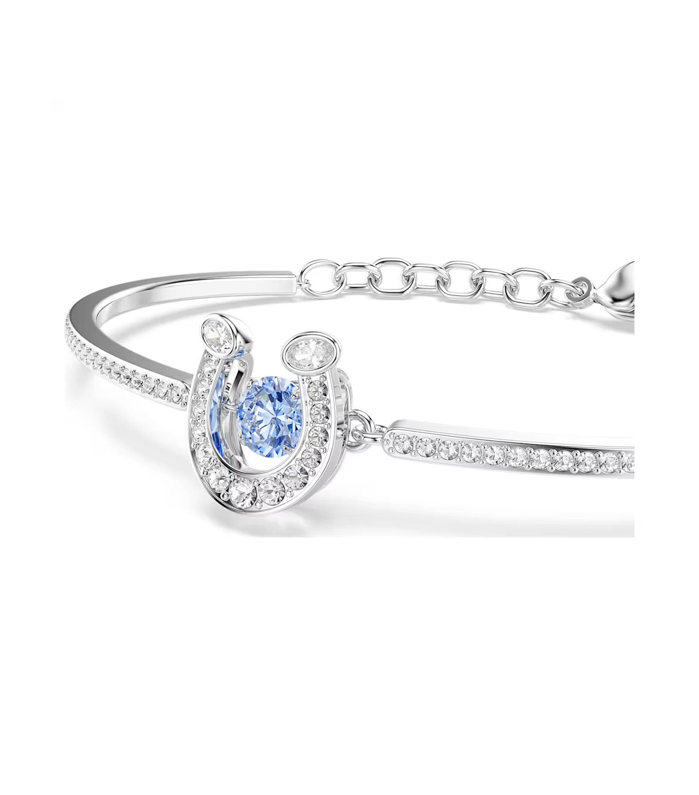 Symbolica Bangle Round Cut, Pavé, Horse Shoe, Rhodium Plated, Blue