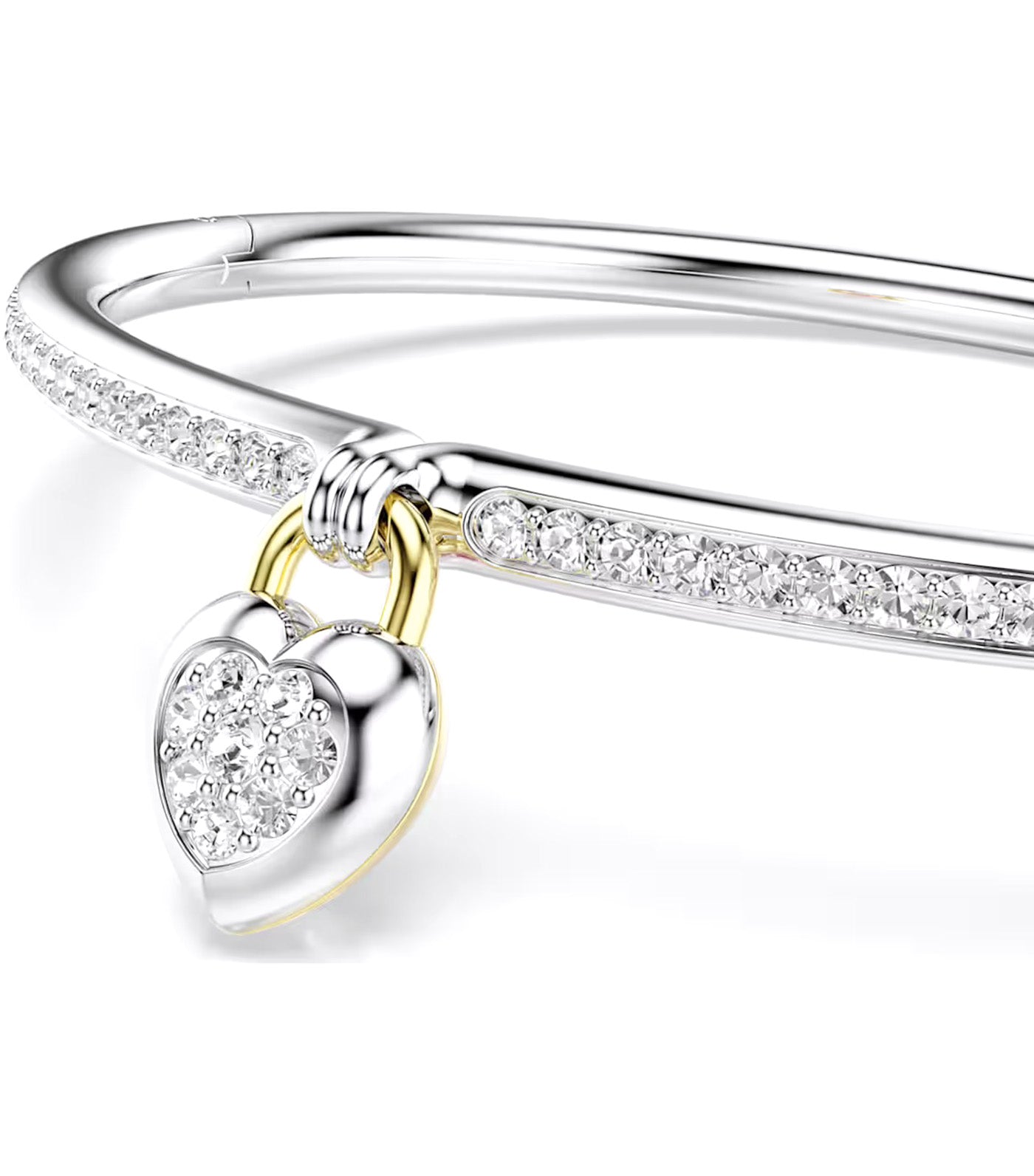 Swarovski Idyllia Bangle Mixed Cuts, Heart, Mixed Metal Finish, Pink