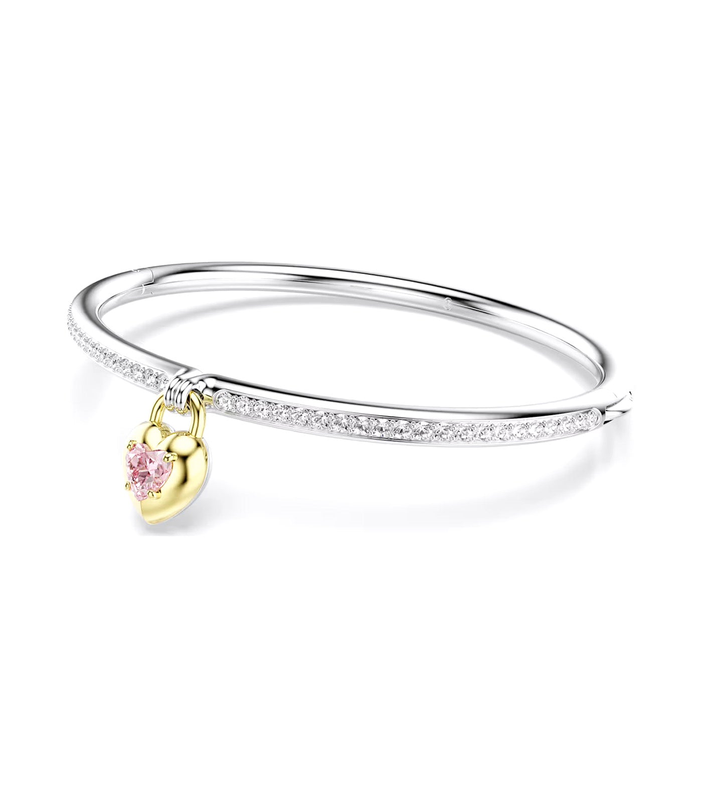 Swarovski Idyllia Bangle Mixed Cuts, Heart, Mixed Metal Finish, Pink