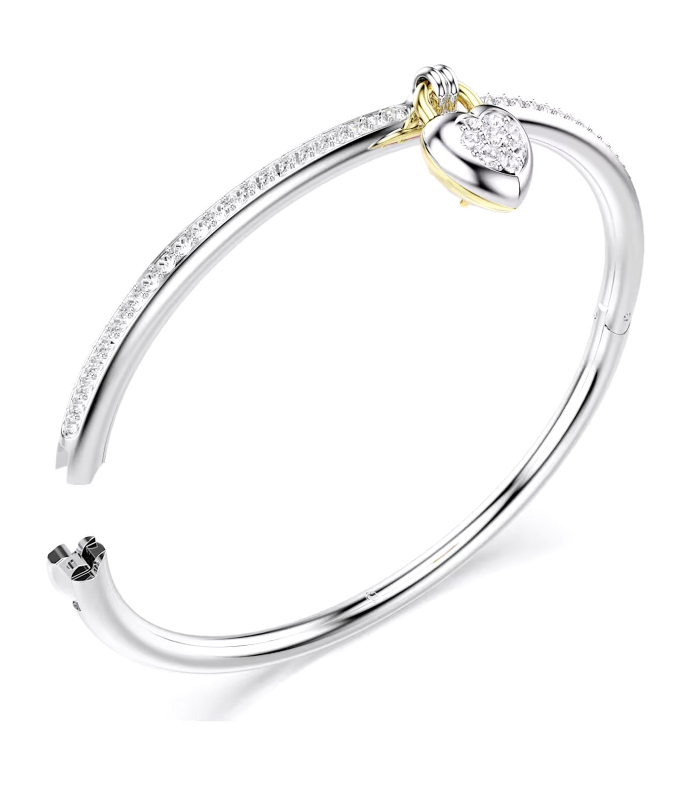 Swarovski Idyllia Bangle Mixed Cuts, Heart, Mixed Metal Finish, Pink