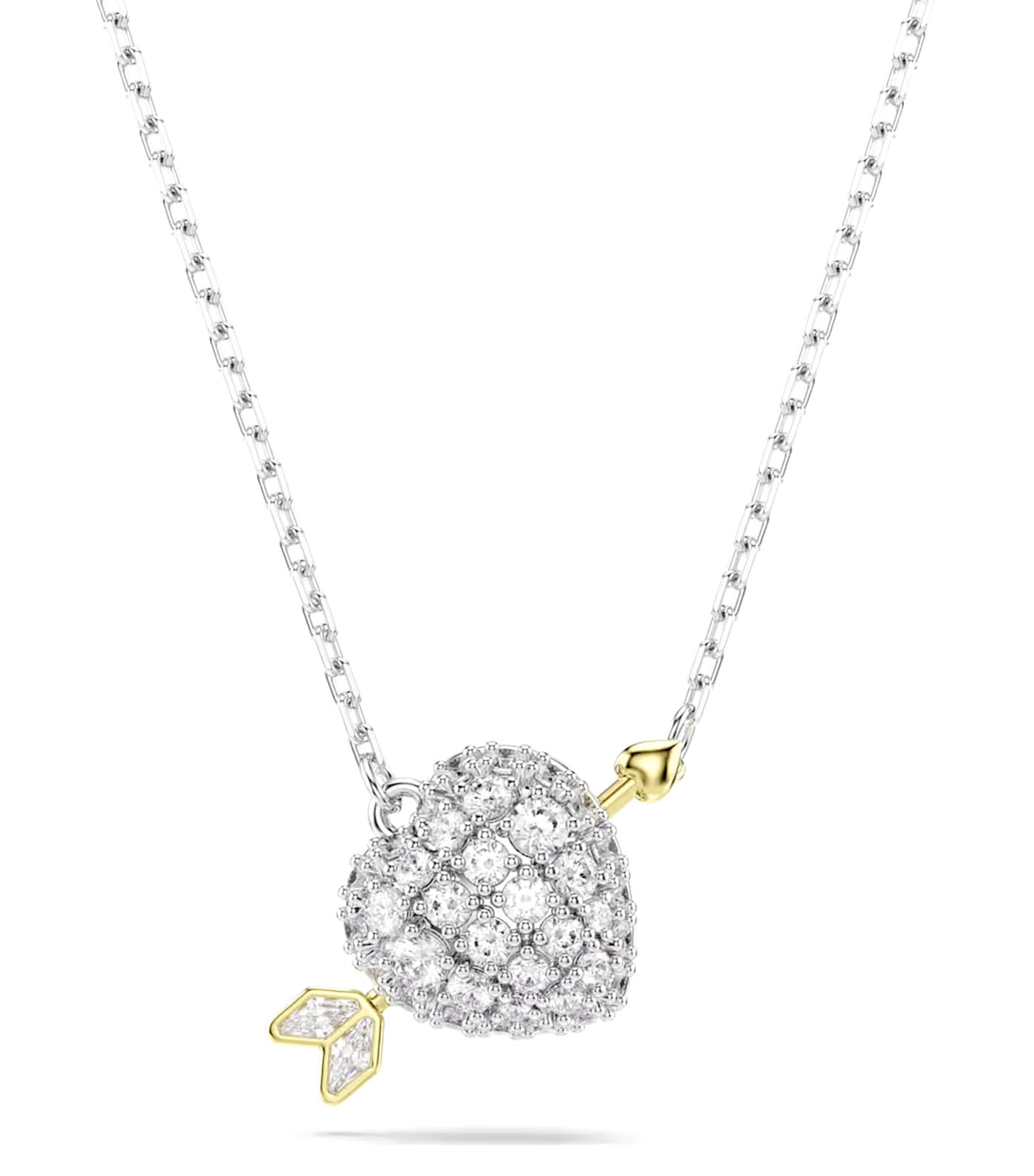 Idyllia Pendant Mixed Cuts, Heart with Arrow, White, Mixed Metal Finish