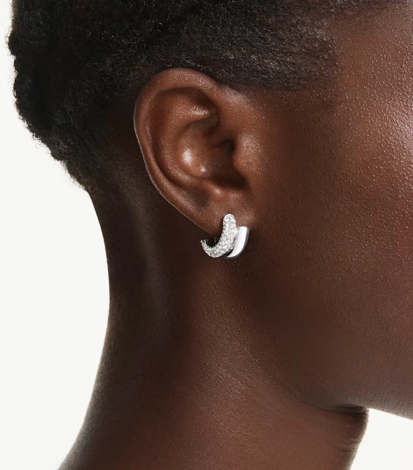 Dextera Hoop Earrings Round Cut, Mini, White