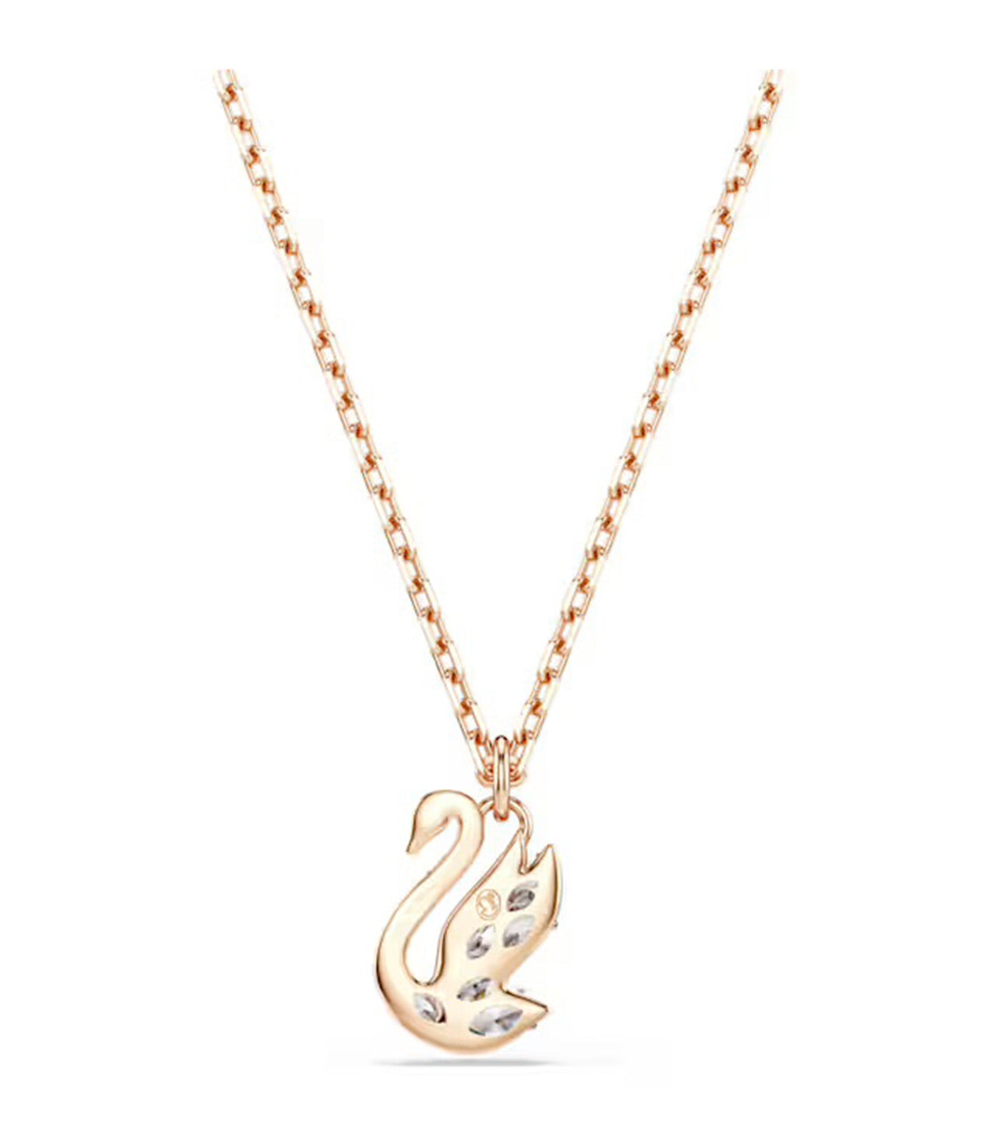 Swan Pendant Mixed Cuts, Swan, Rose Gold-Tone Plated, White